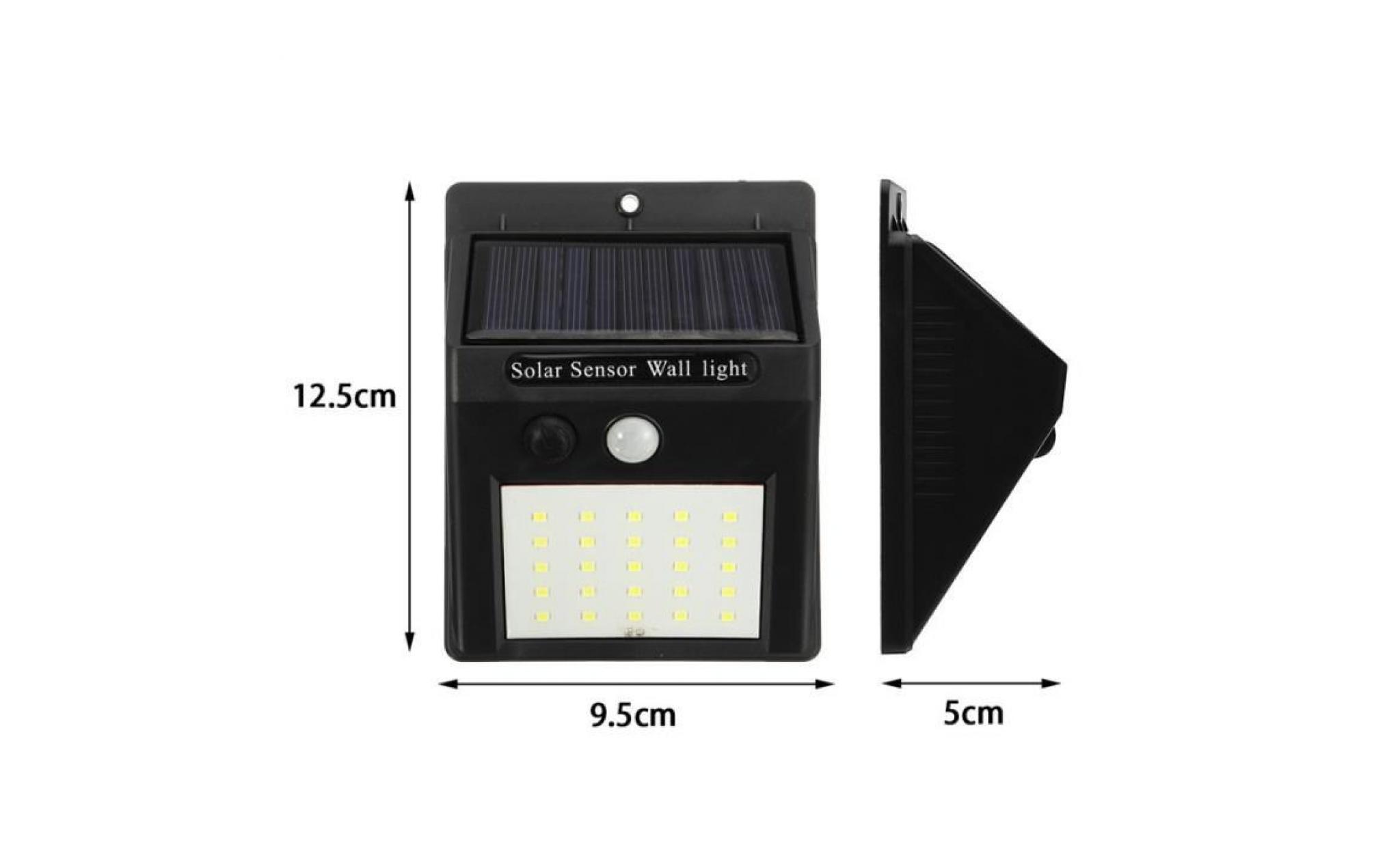 lavent applique solaire 25led exterieur détecteur mouvement lumière faible pas cher