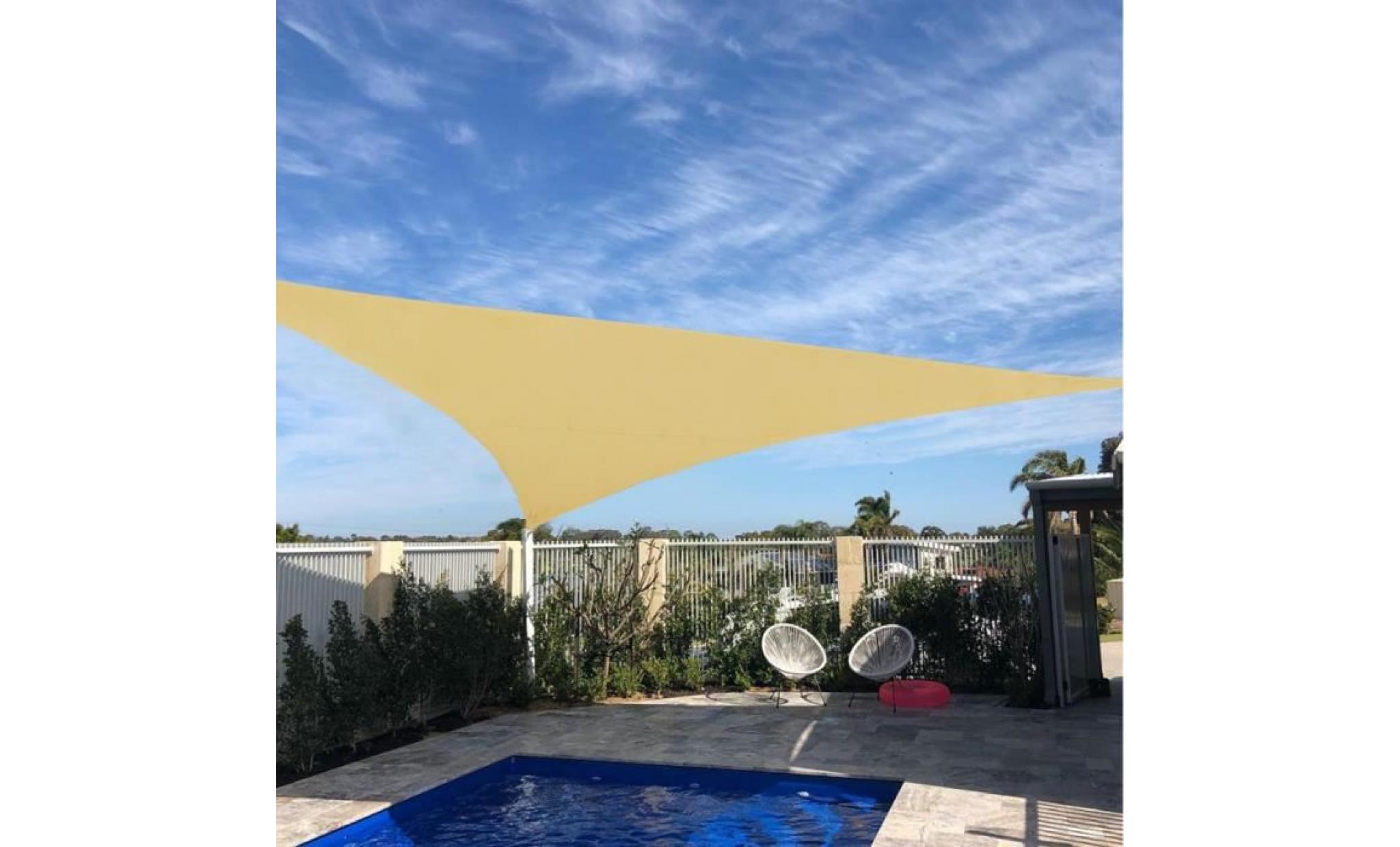 laxllent voiles d'ombrage,3x3x3m,jaune sable, toile triangulaire tissu anti uv imperméable à l'eau en polyester pour jardin,terrasse pas cher