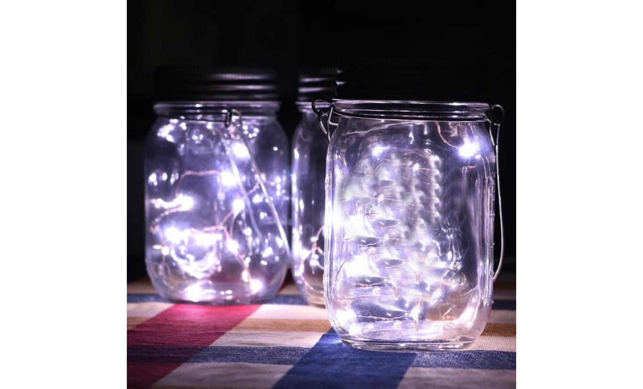 led fée lumière solaire pour mason jar couvercle insert changeant de couleur décor de jardin ye li238@ pas cher