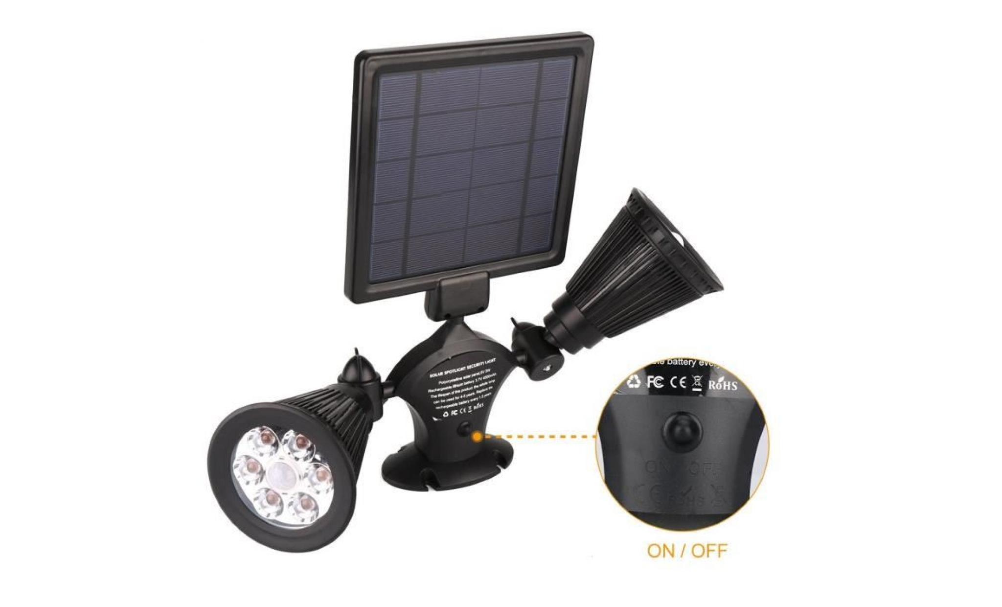 led lampe solaire extérieure ip65  avec détecteur de mouvement   pour paysage, arbre, voie, jardin, terrain, pelouse   noir