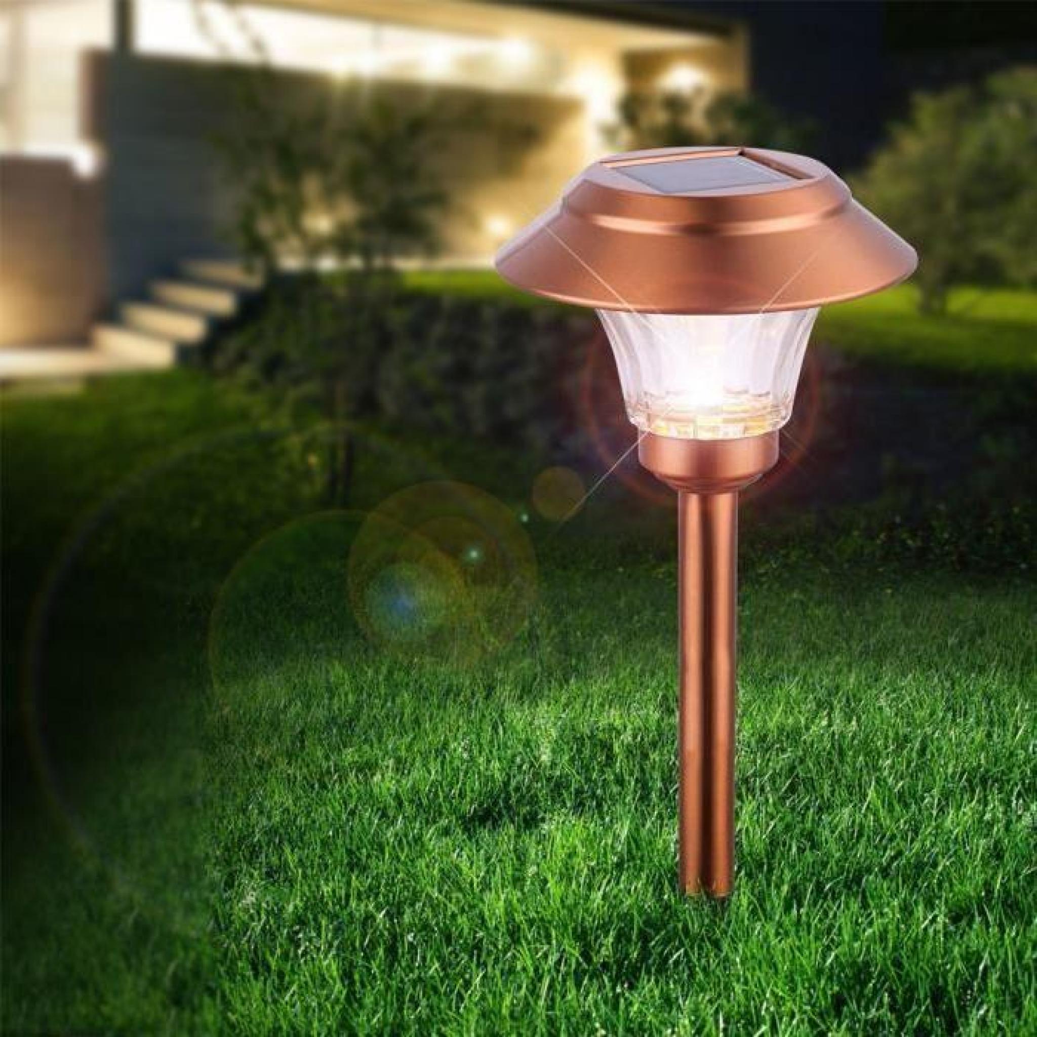 LED lampe solaire jardin extérieur éclairage lumière inox cuivre luminaire IP44 Globo 33552 pas cher
