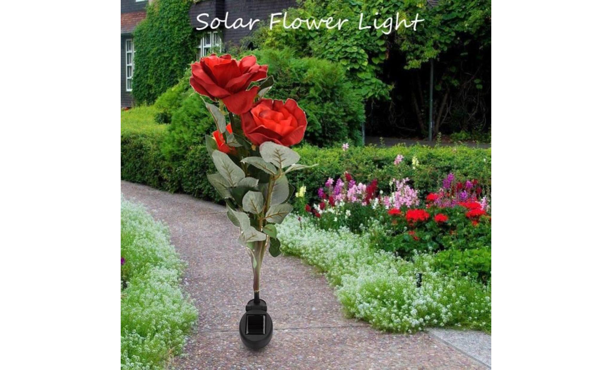 led lumière lampe solaire fleur rose de pelouse pour décoration maison jardin lampe lampadaire de jardin