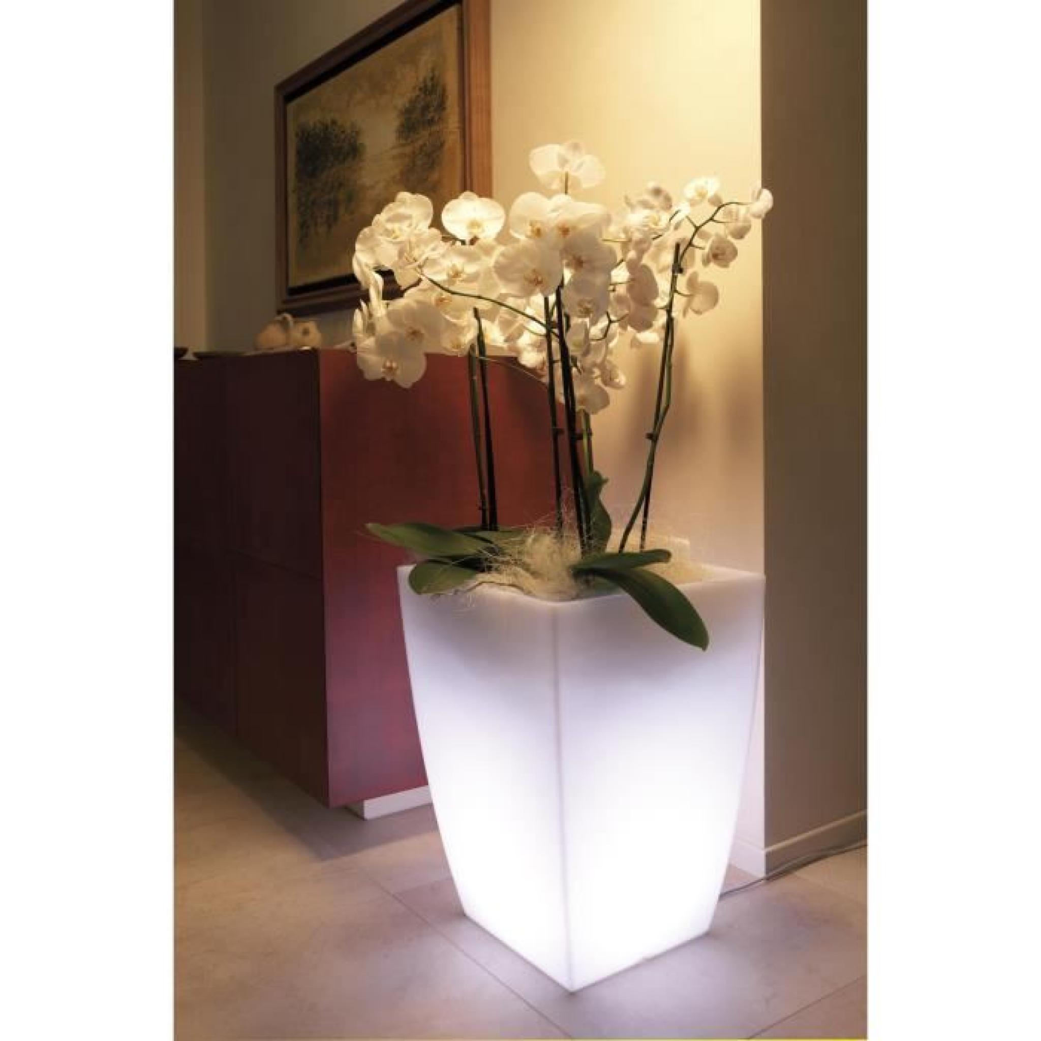 LED pot de fleurs lumineux, lumière blanc chaud, l38 x h80 x l38 cm, fait de haute qualité polyéthylène pas cher