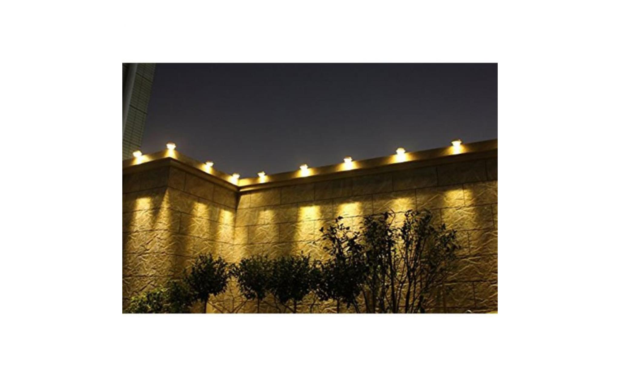 led solaire lampe de plein air lampe murale gouttière clôture toit jardin cour   jaune pas cher