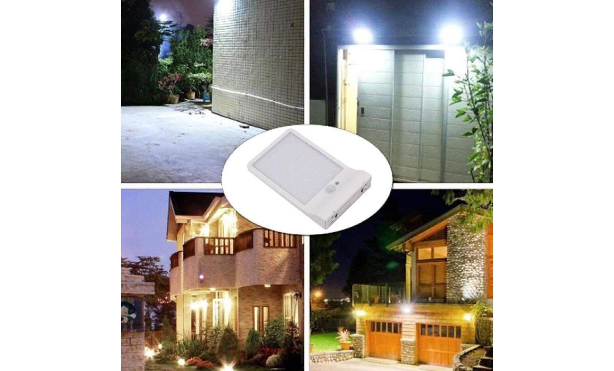 led solaire lampe de sécurité jardin détecteur de mouvement lumière extérieure étanche maison 11955 pas cher