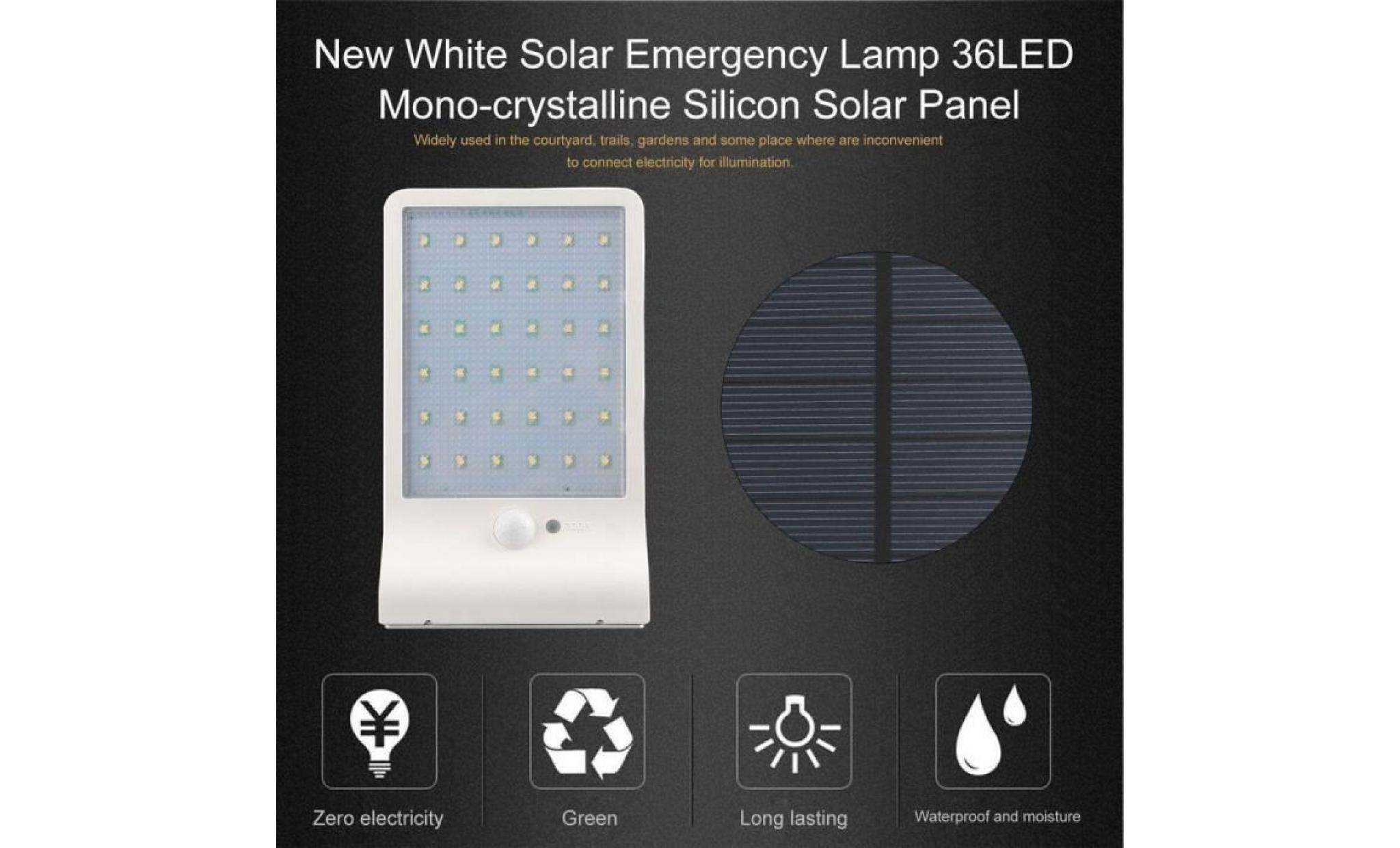 led solaire lampe de sécurité jardin détecteur de mouvement lumière extérieure étanche maison 11955 pas cher