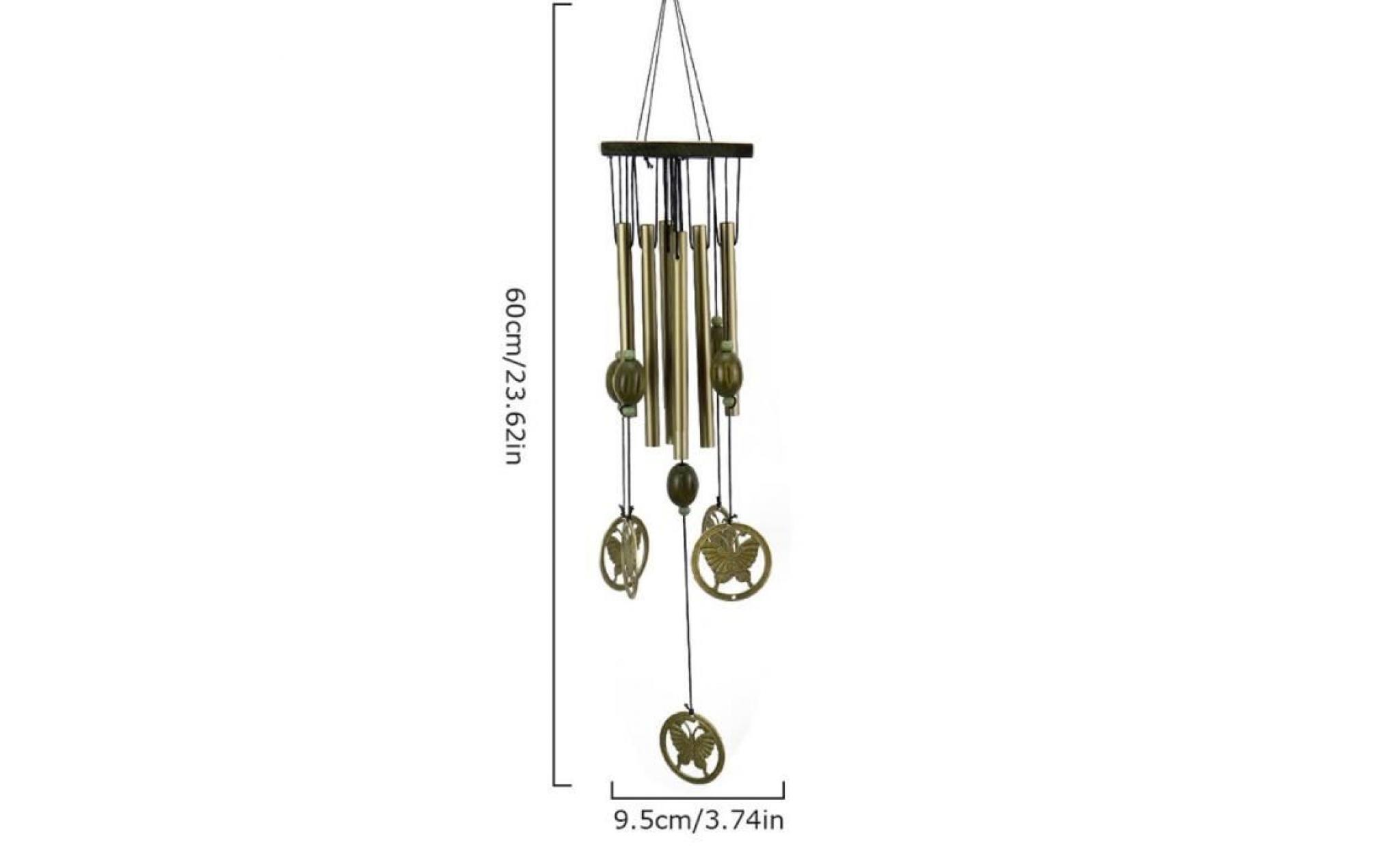leegoal carillons éoliens crisp multi tubes en bronze (papillon, bois massif + métal) pas cher