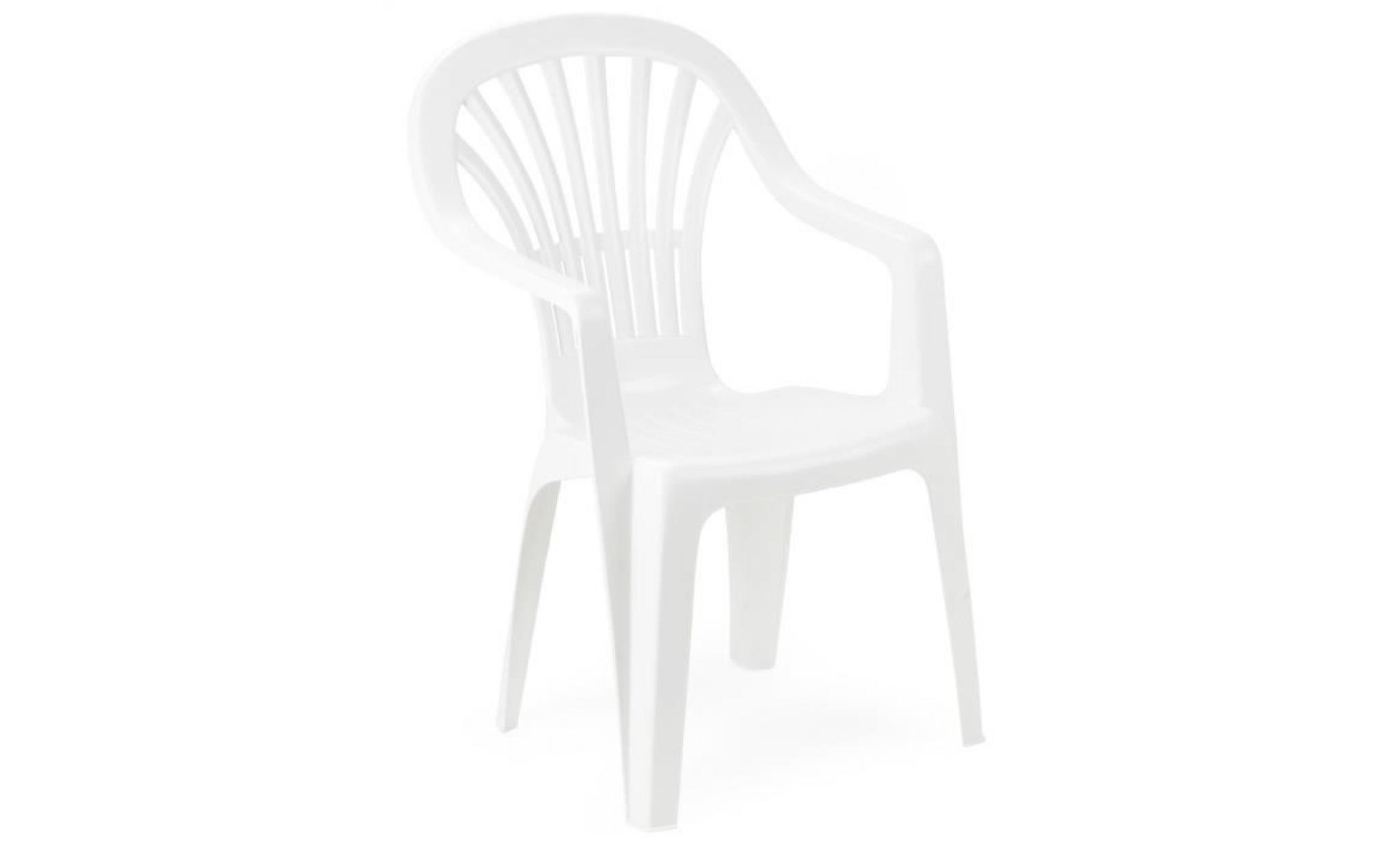 lot 16 fauteuils jardin empilables en plastique blanc et dossier haut wide
