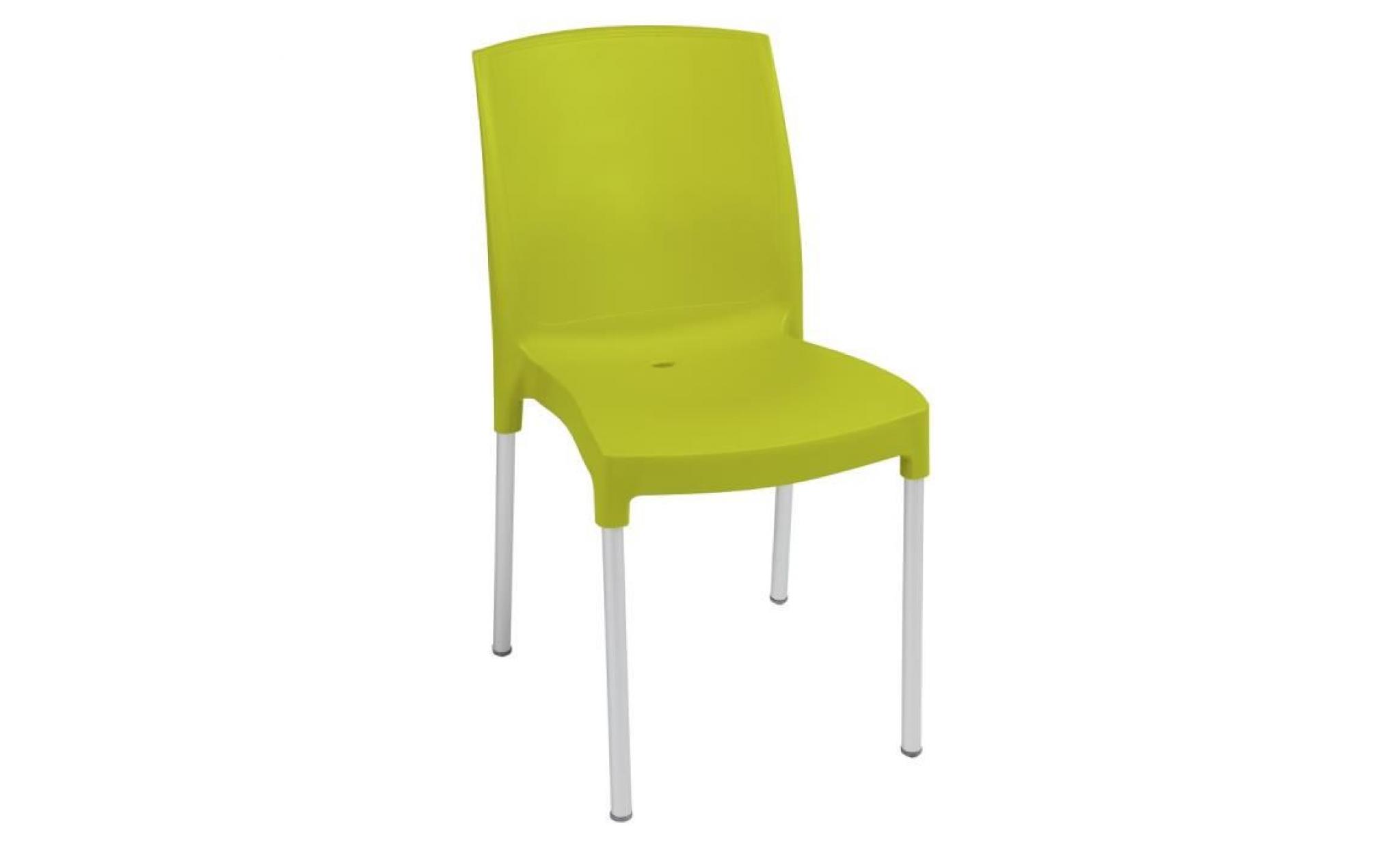 lot 30 chaises de jardin citron vert en résine et pieds en aluminium jenny