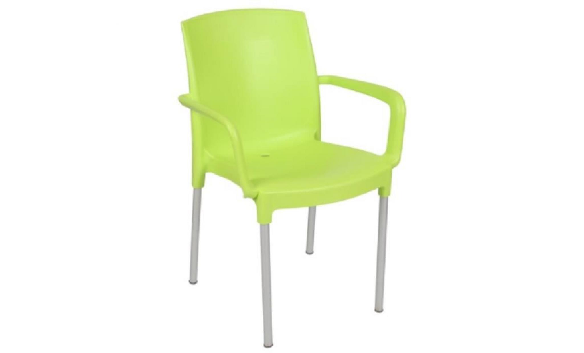 lot 30 fauteuils de jardin en polypropylène vert et pieds alu claire