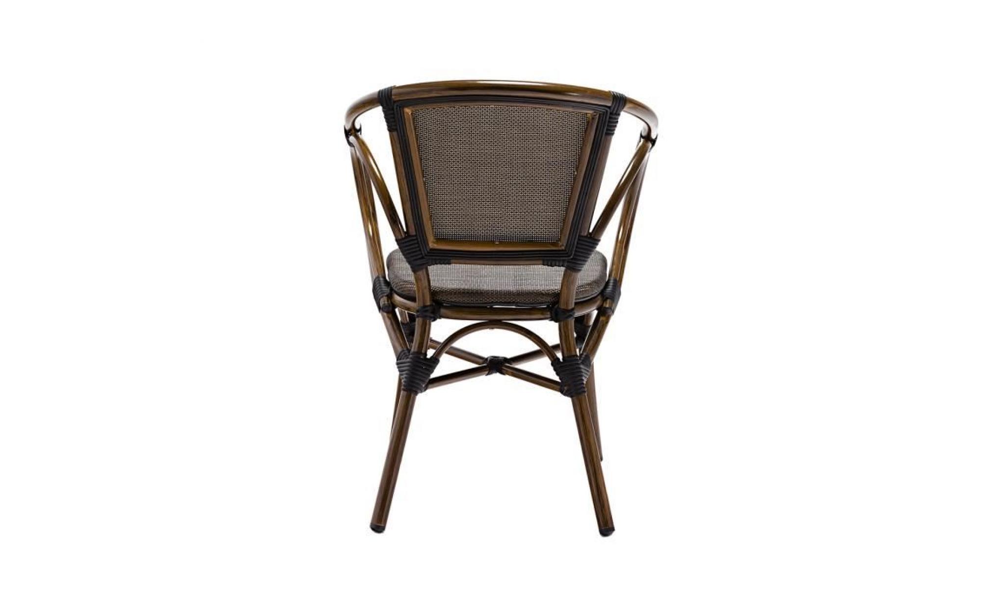 lot 6 fauteuils bistrot elie alu et textilène noir   rotin design garden pas cher