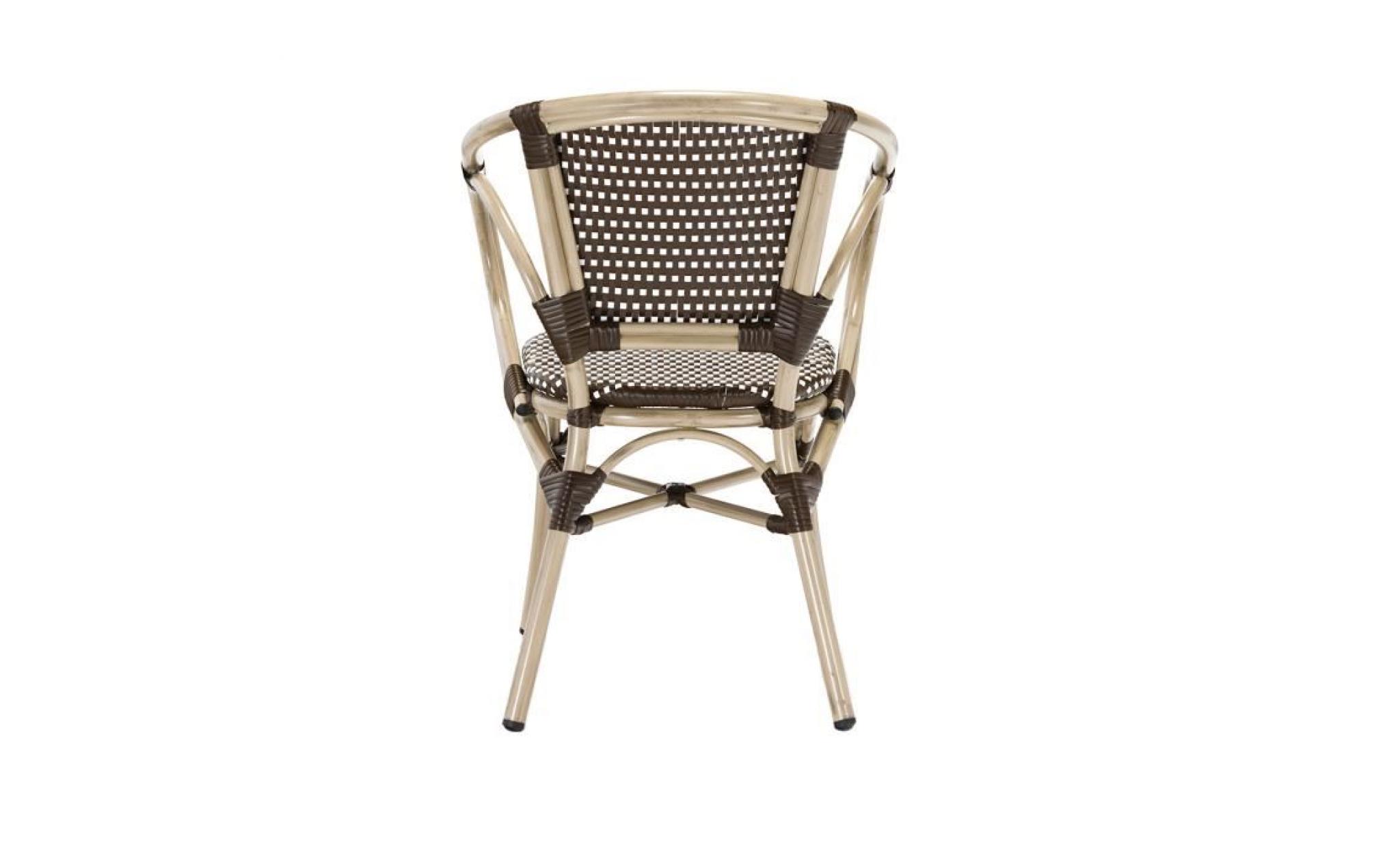 lot 6 fauteuils bistrot nina alu et polyrotin marron   rotin design garden pas cher