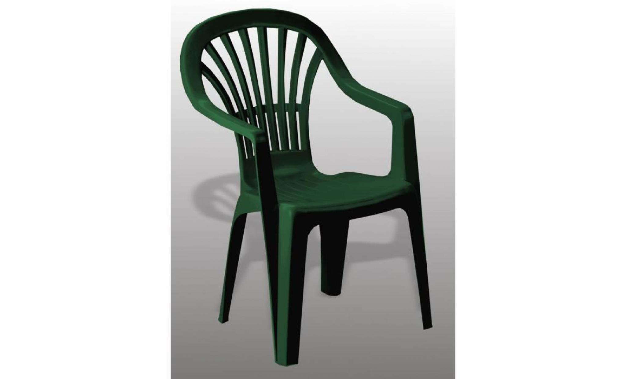 lot 8 fauteuils jardin empilables en plastique vert et dossier haut wide