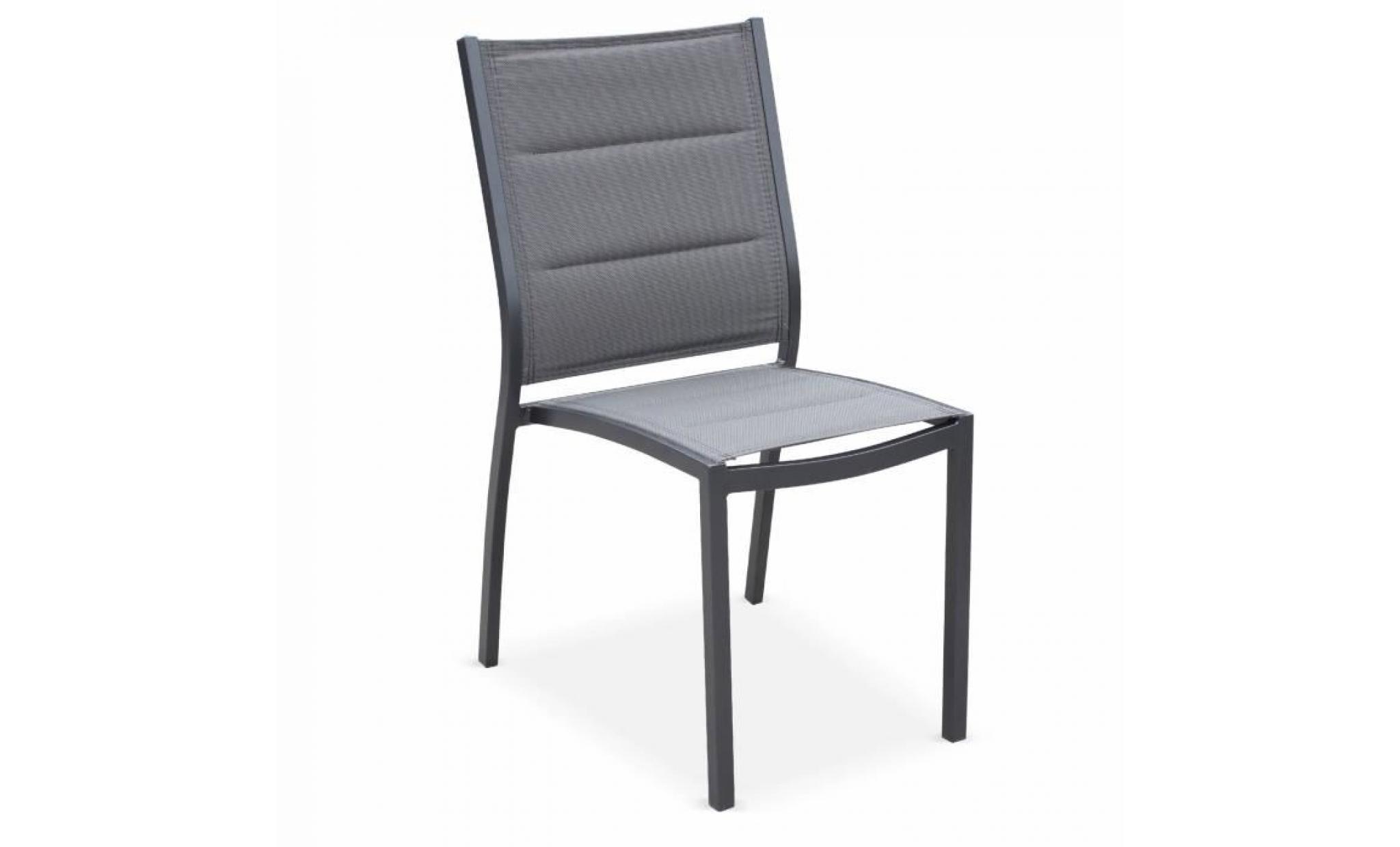 lot de 2 chaises   chicago / odenton anthracite   en aluminium anthracite et textilène gris foncé, empilables pas cher