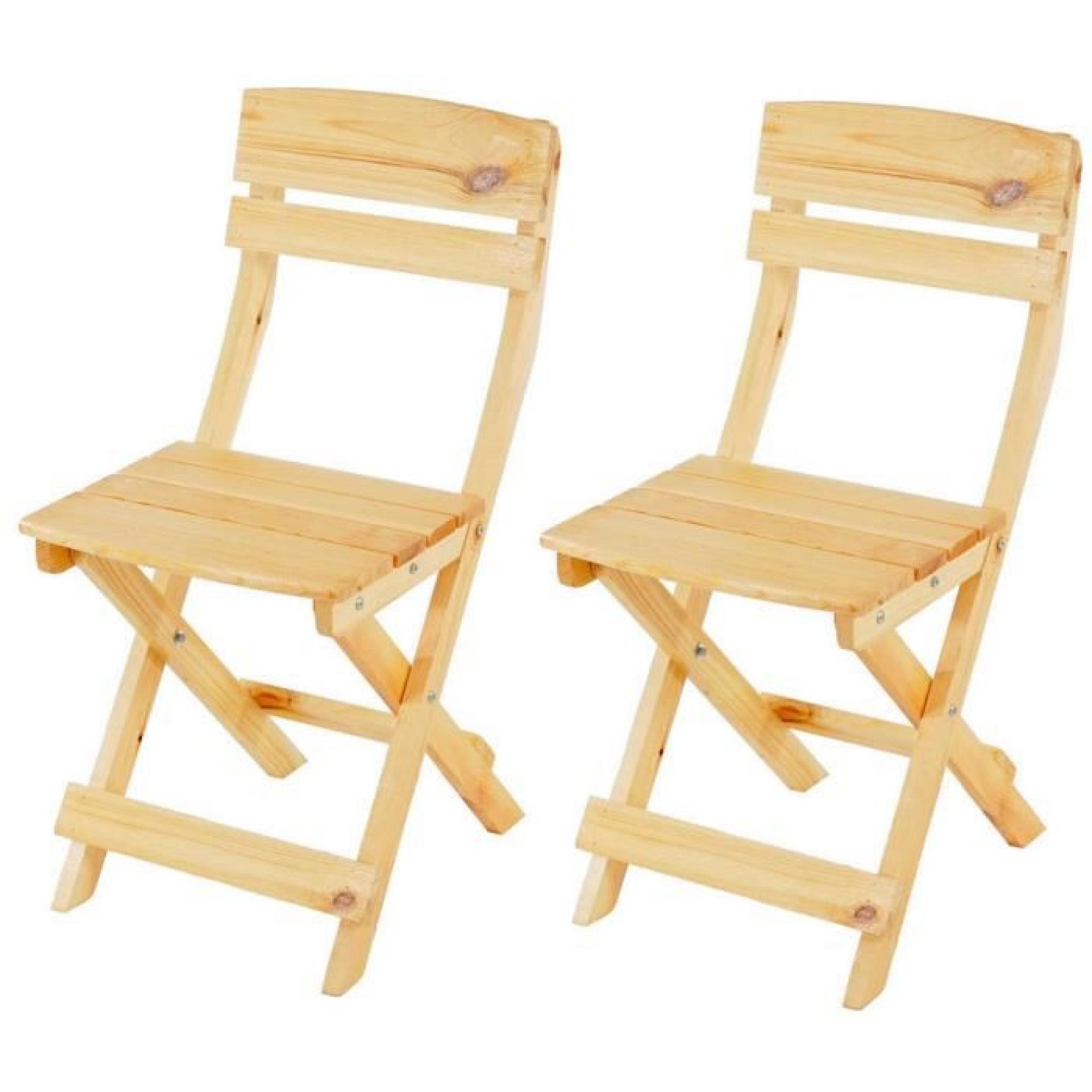 Lot de 2 chaises de jardin Olbia pliantes en bois massif - Dim : H 40 x L 54 x P 87 cm pas cher