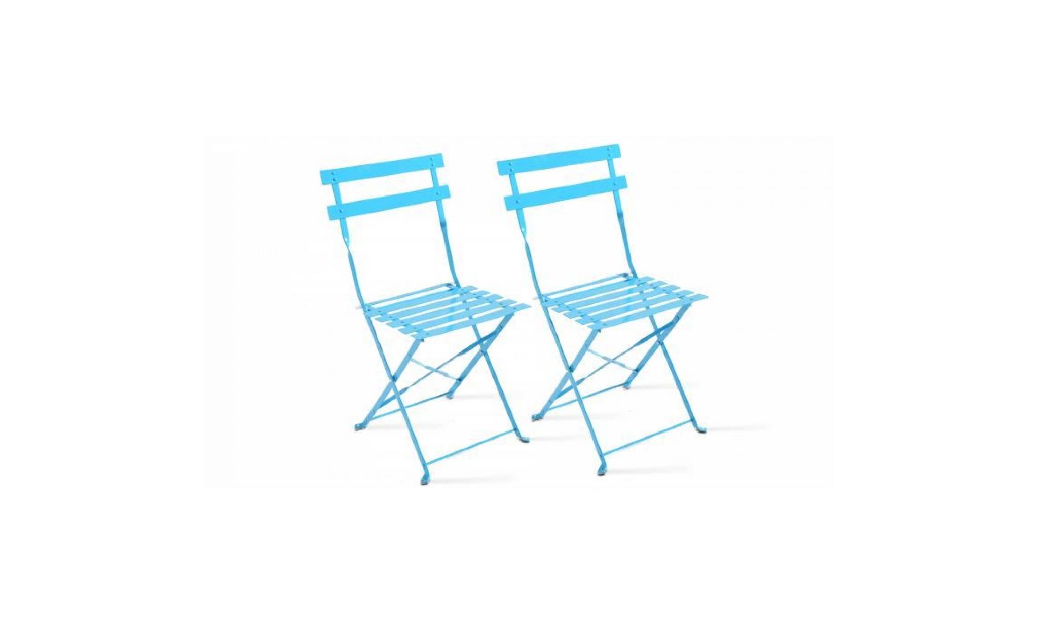 lot de 2 chaises pliantes de jardin bleu bistro terrasse