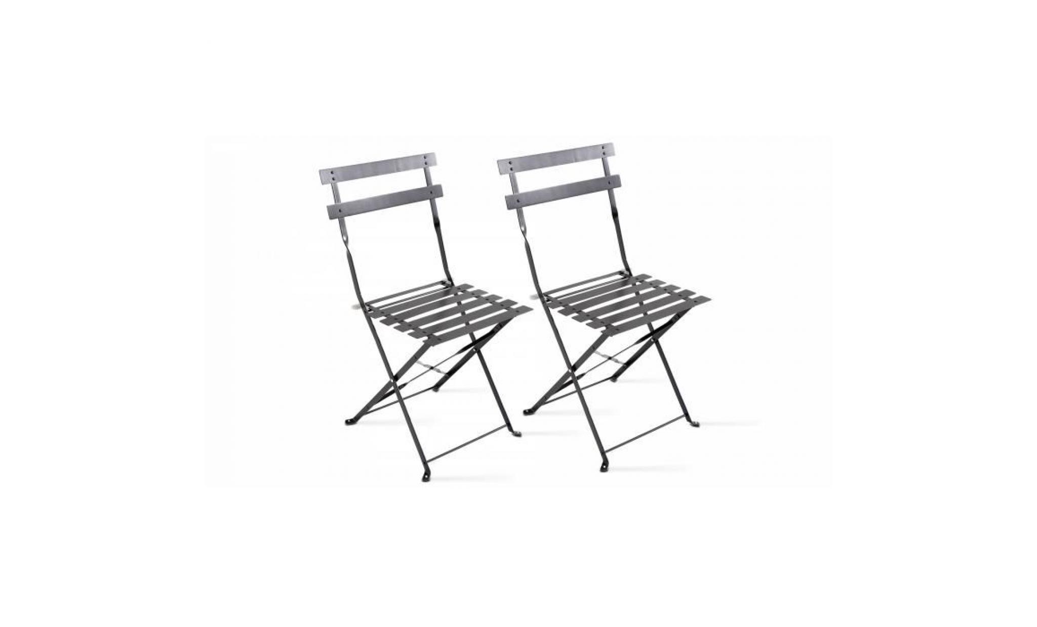 lot de 2 chaises pliantes de jardin gris bistro terrasse