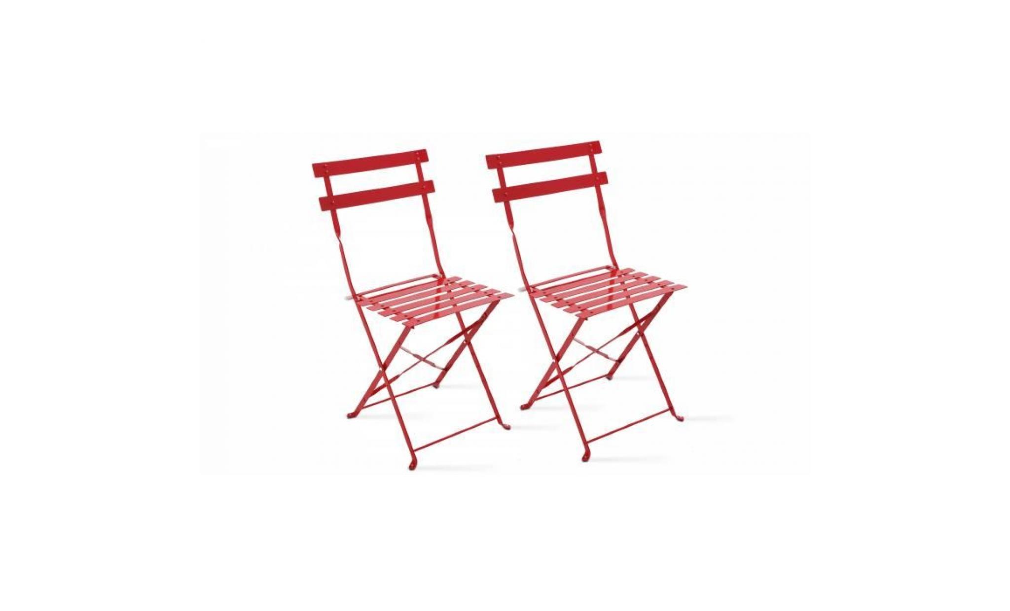 lot de 2 chaises pliantes de jardin rouge bistro terrasse