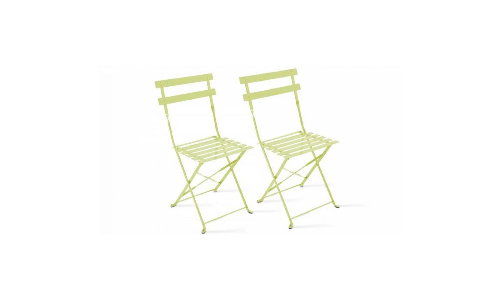lot de 2 chaises pliantes de jardin vert bistro terrasse