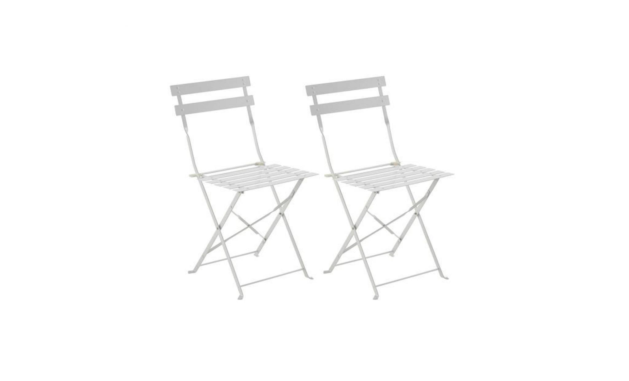 lot de 2 chaises pliantes elsa blanche en acier, 42 x 47 x 81 cm