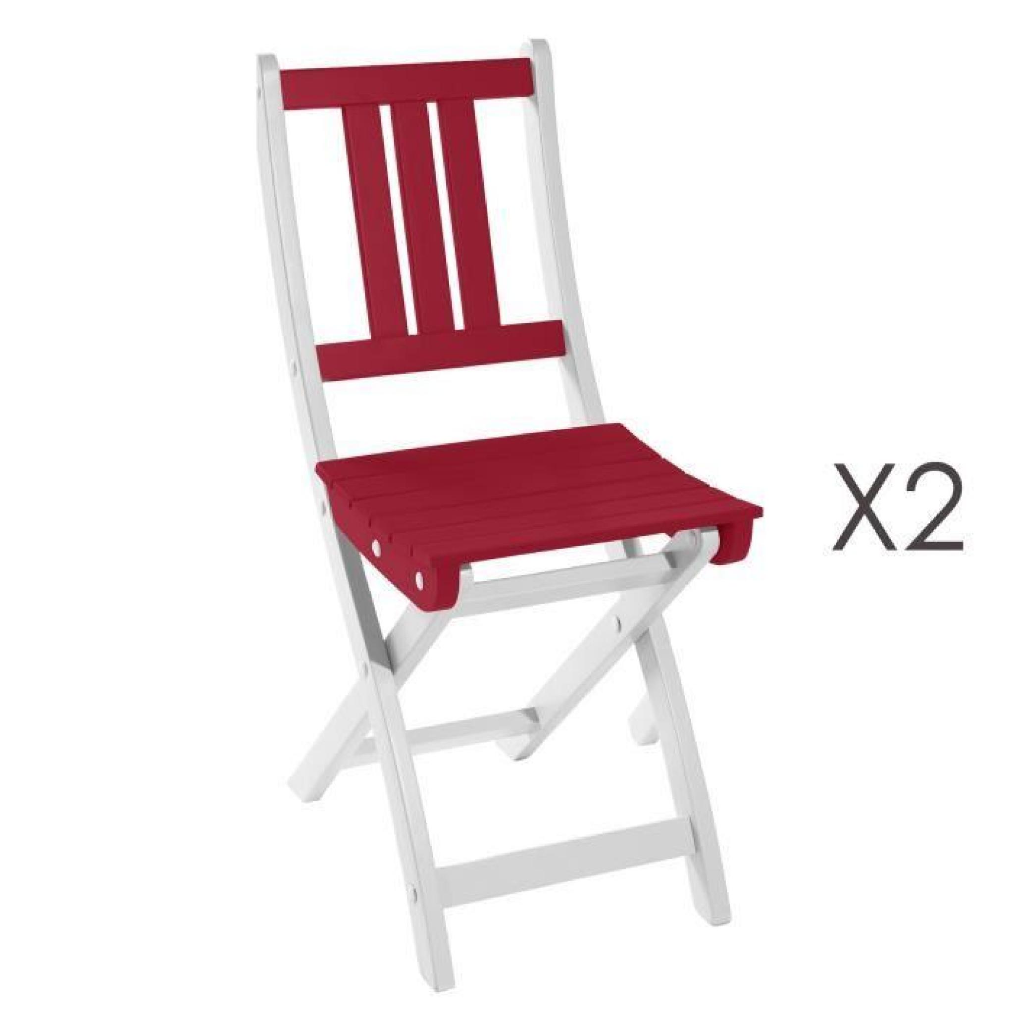 Lot de 2 chaises pliantes en acacia coloris - rouge