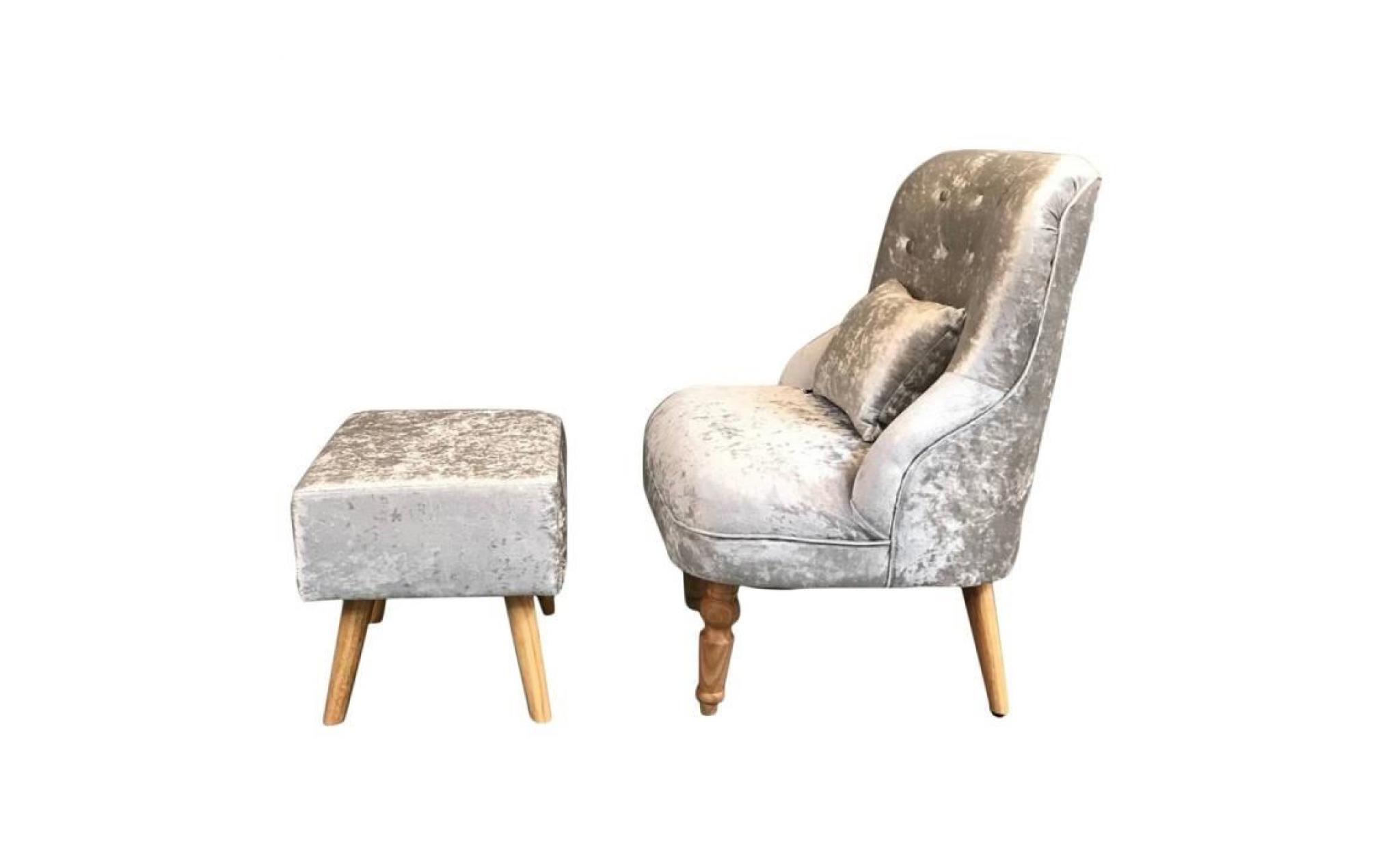 lot de 2 fauteuil chaise sofa vintage tabouret ensemble salle à manger design royales argent pas cher