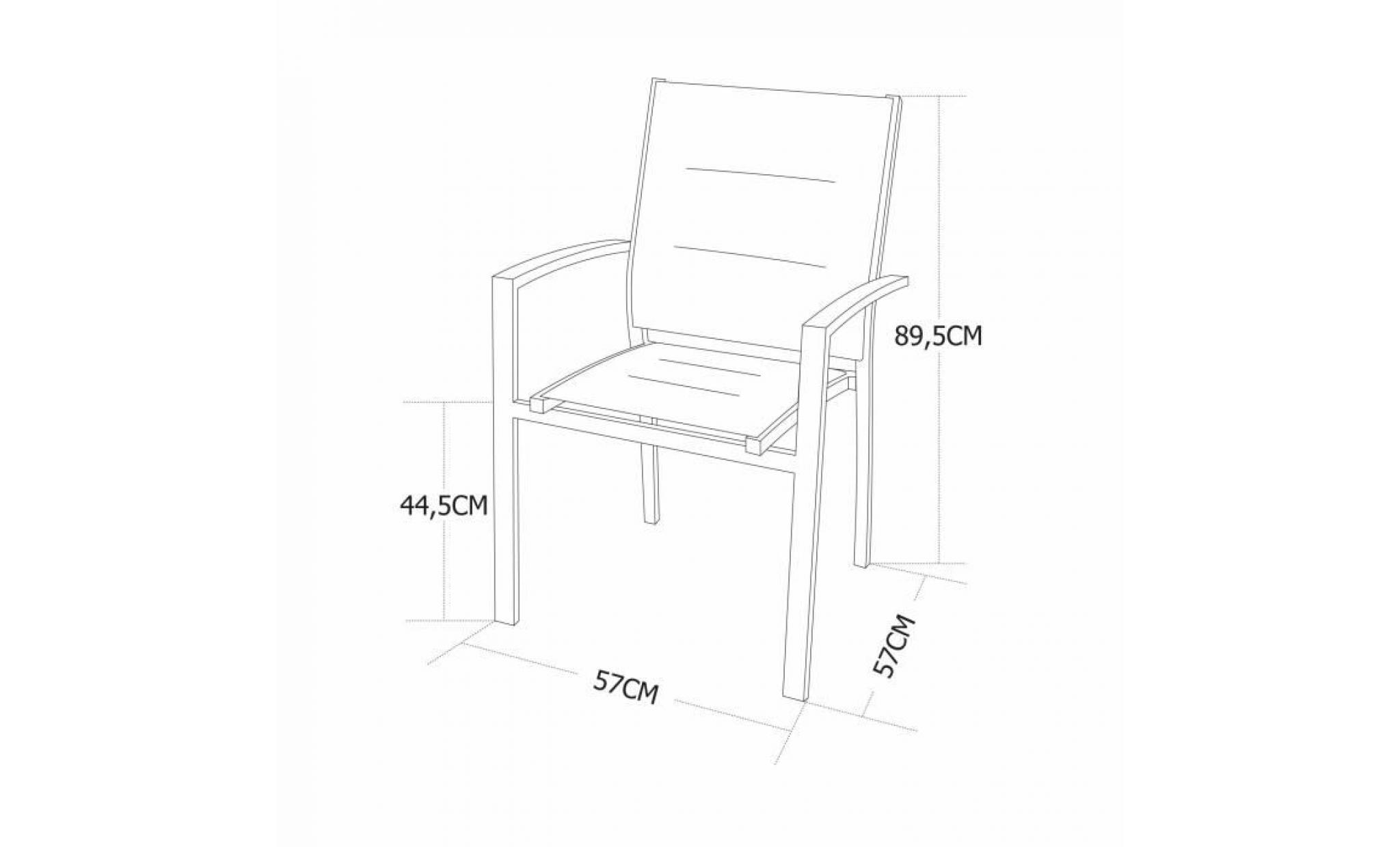 lot de 2 fauteuils   chicago / odenton / philadelphie anthracite   en aluminium anthracite et textilène gris foncé, empilables pas cher