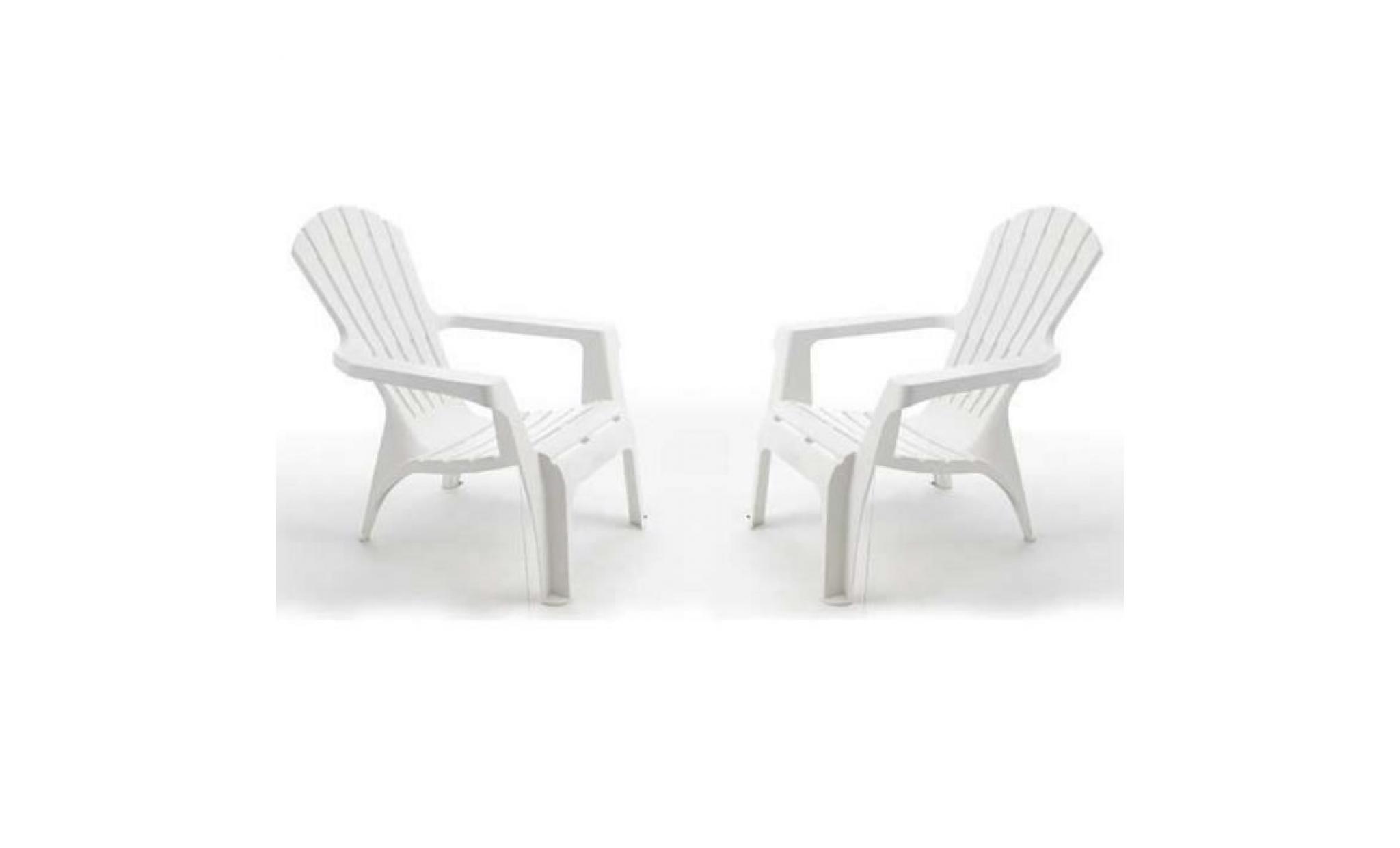 lot de 2 fauteuils de jardin adirondack blanc