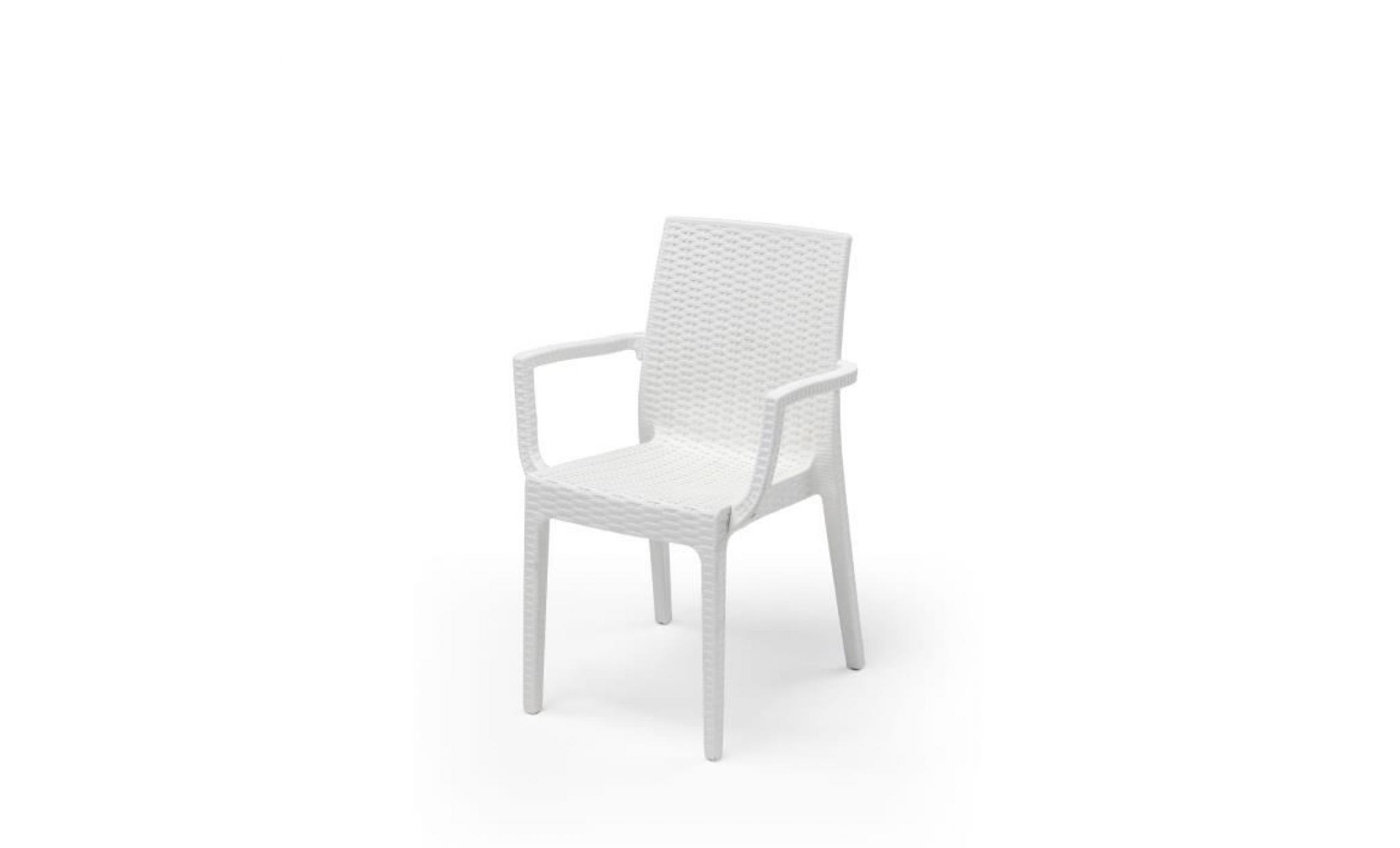 lot de 2 fauteuils de jardin dafné   aspect résine tressée   55 x 54 x 85 cm   blanc