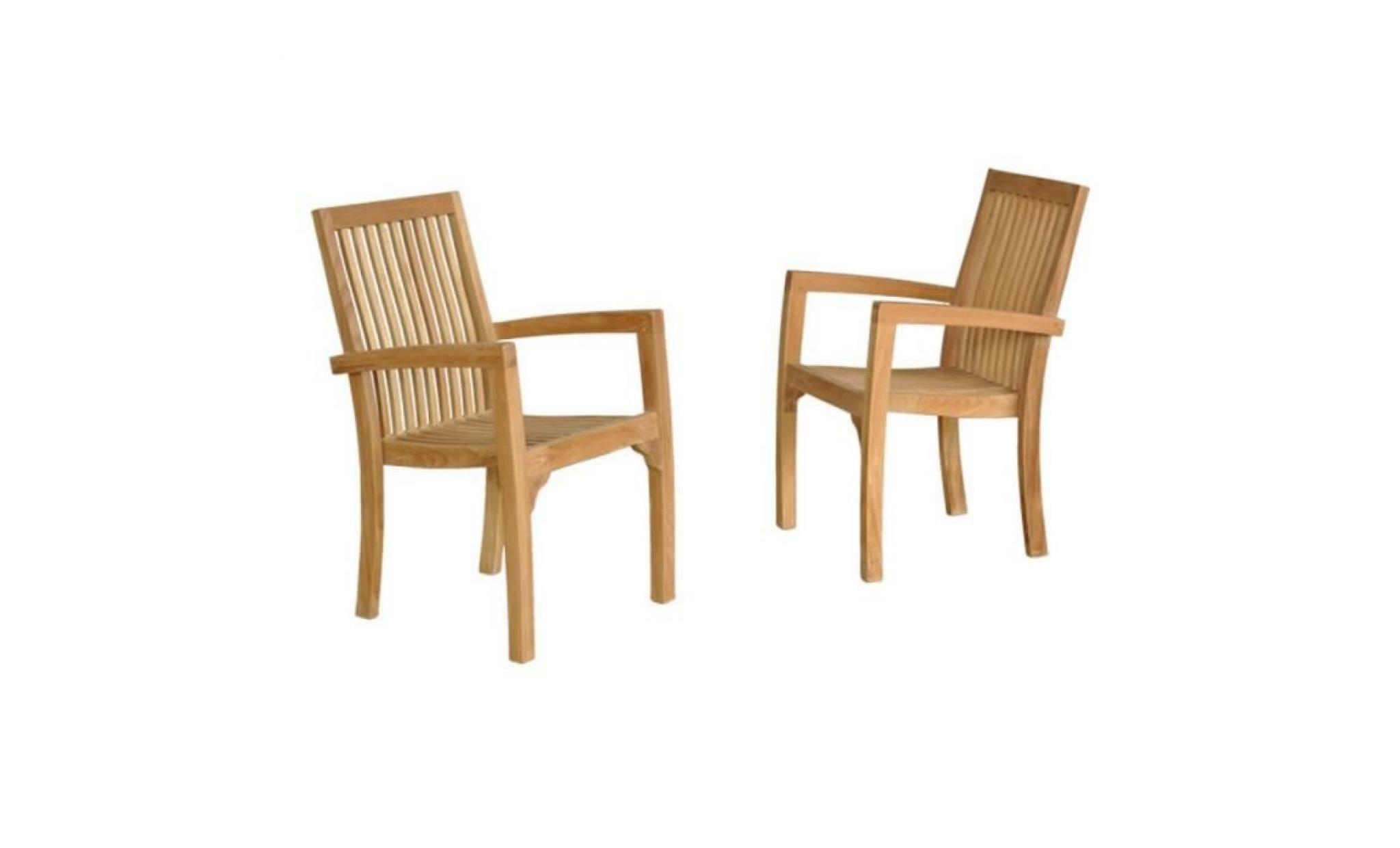lot de 2 fauteuils de jardin empilables en bois de teck midland