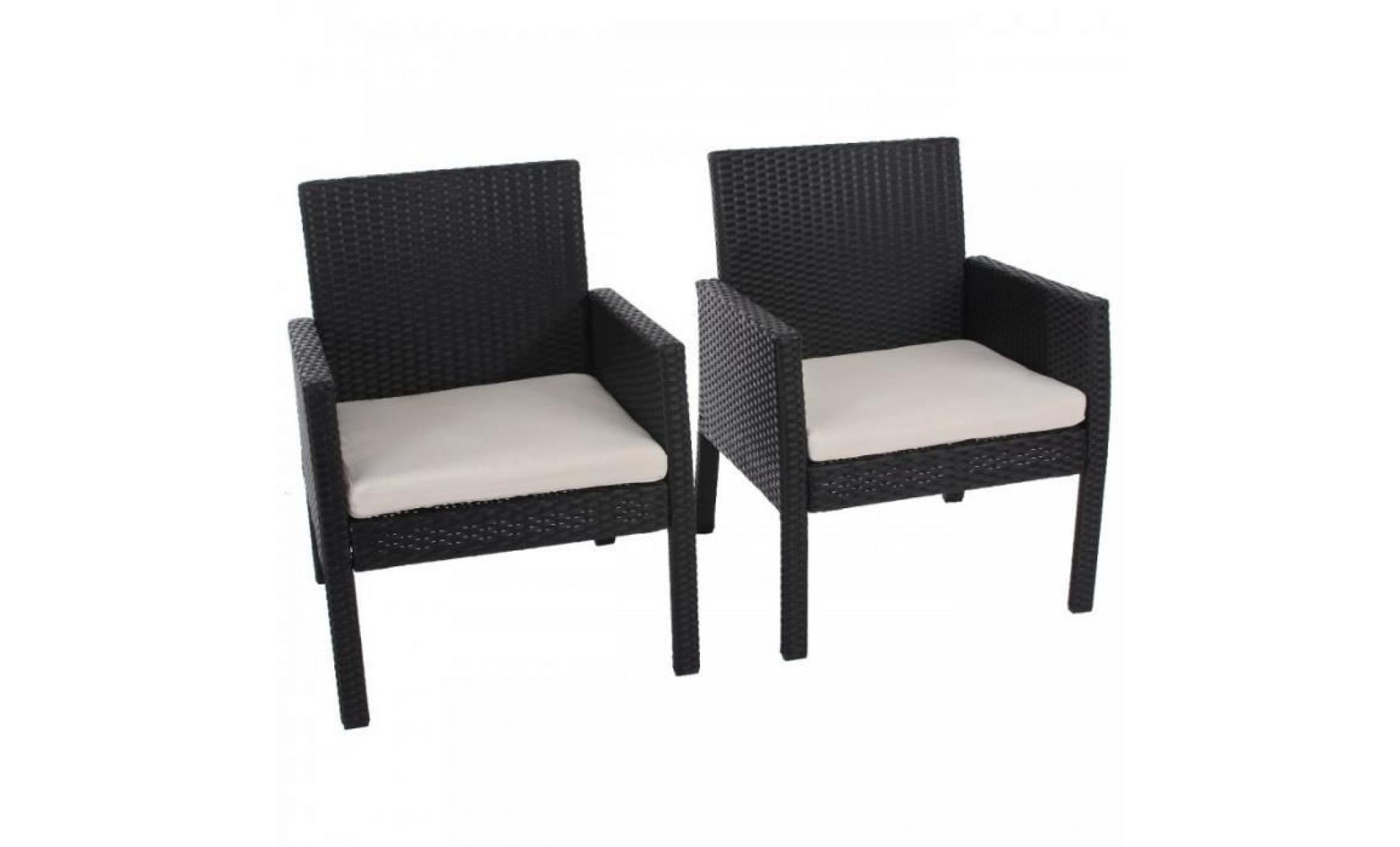 lot de 2 fauteuils de jardin en polyrotin noir 63x62x80cm mdj04082
