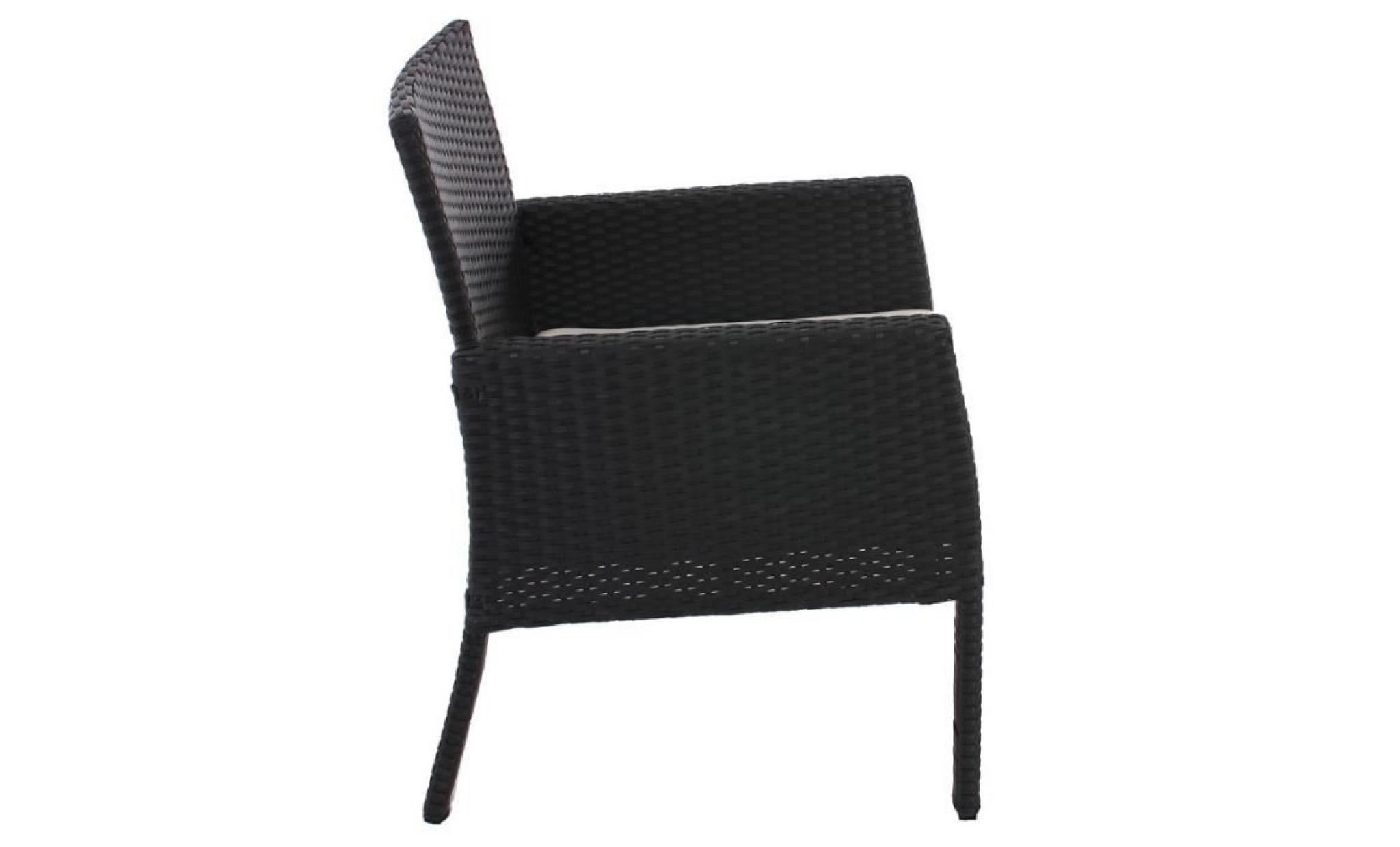 lot de 2 fauteuils de jardin en polyrotin noir 63x62x80cm mdj04082 pas cher
