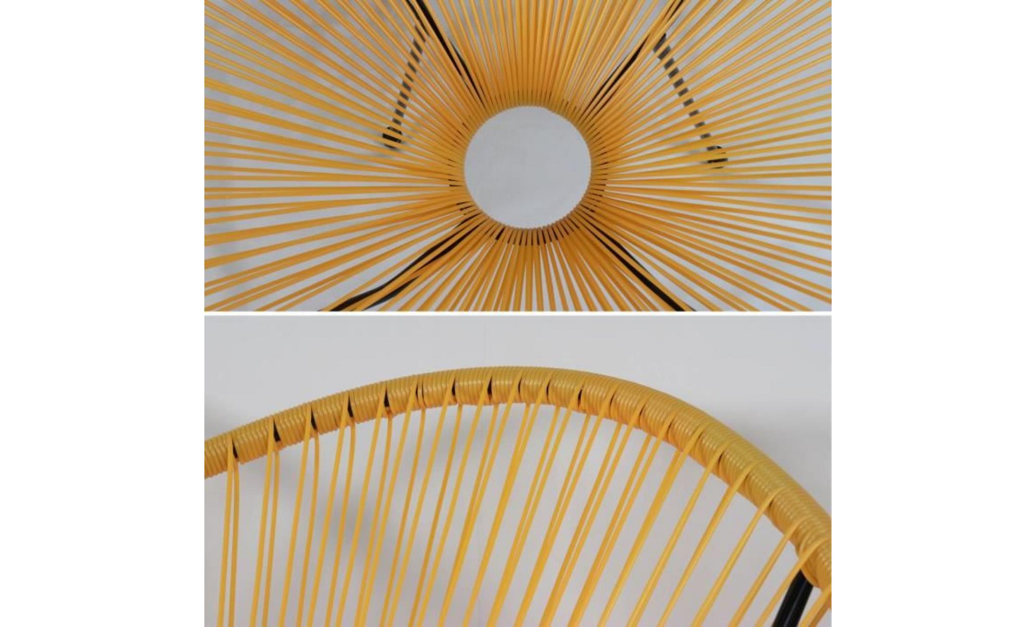 lot de 2 fauteuils design oeuf   acapulco jaune   fauteuils 4 pieds design rétro, cordage plastique, intérieur / extérieur pas cher