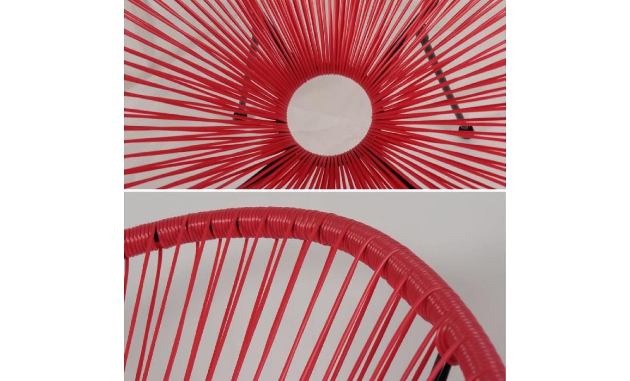lot de 2 fauteuils design oeuf   acapulco rouge framboise   fauteuils 4 pieds design rétro, cordage plastique, intérieur / extérieur pas cher