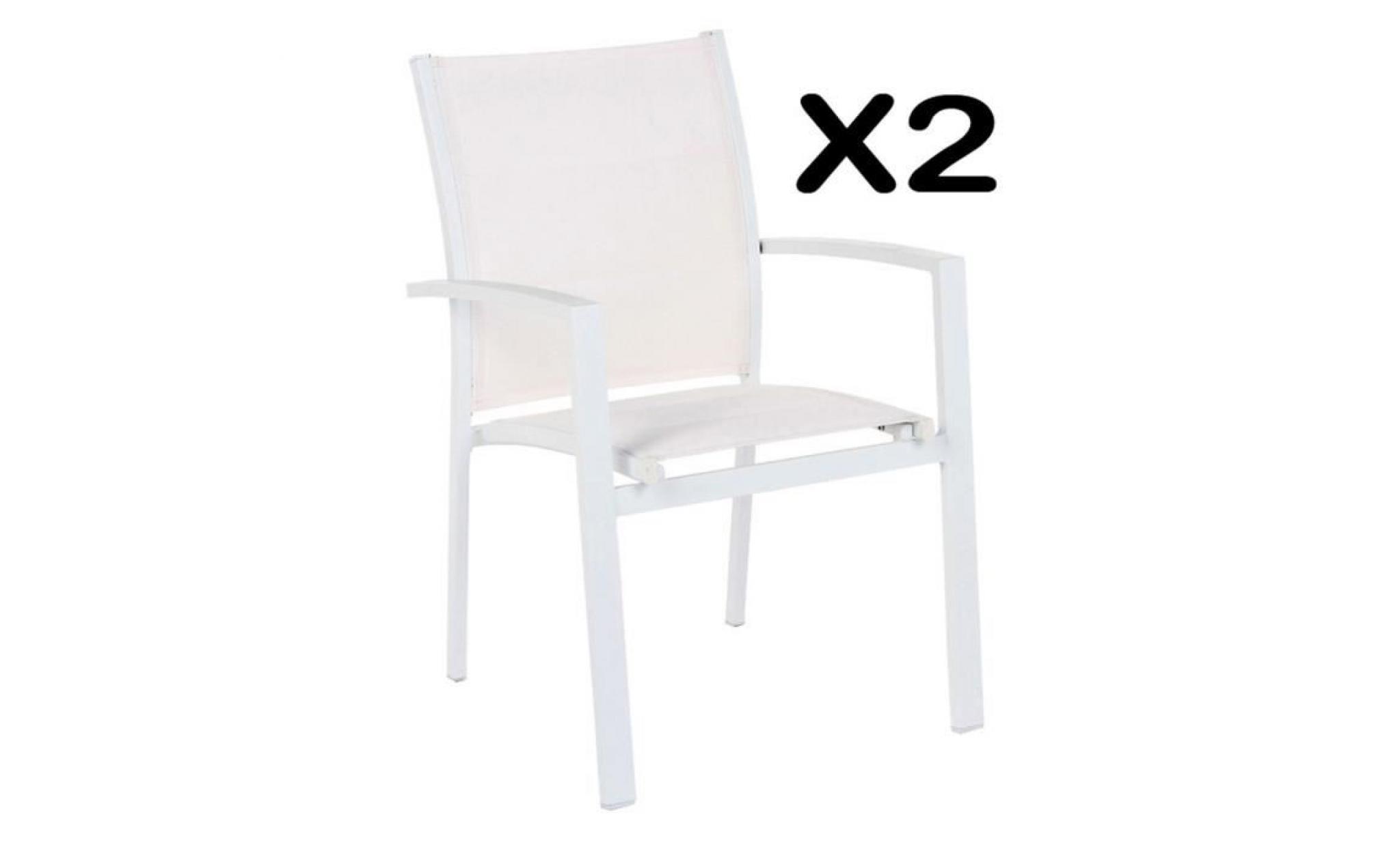 lot de 2 fauteuils empilable alisea blanc, 58 x 59 x 90 cm