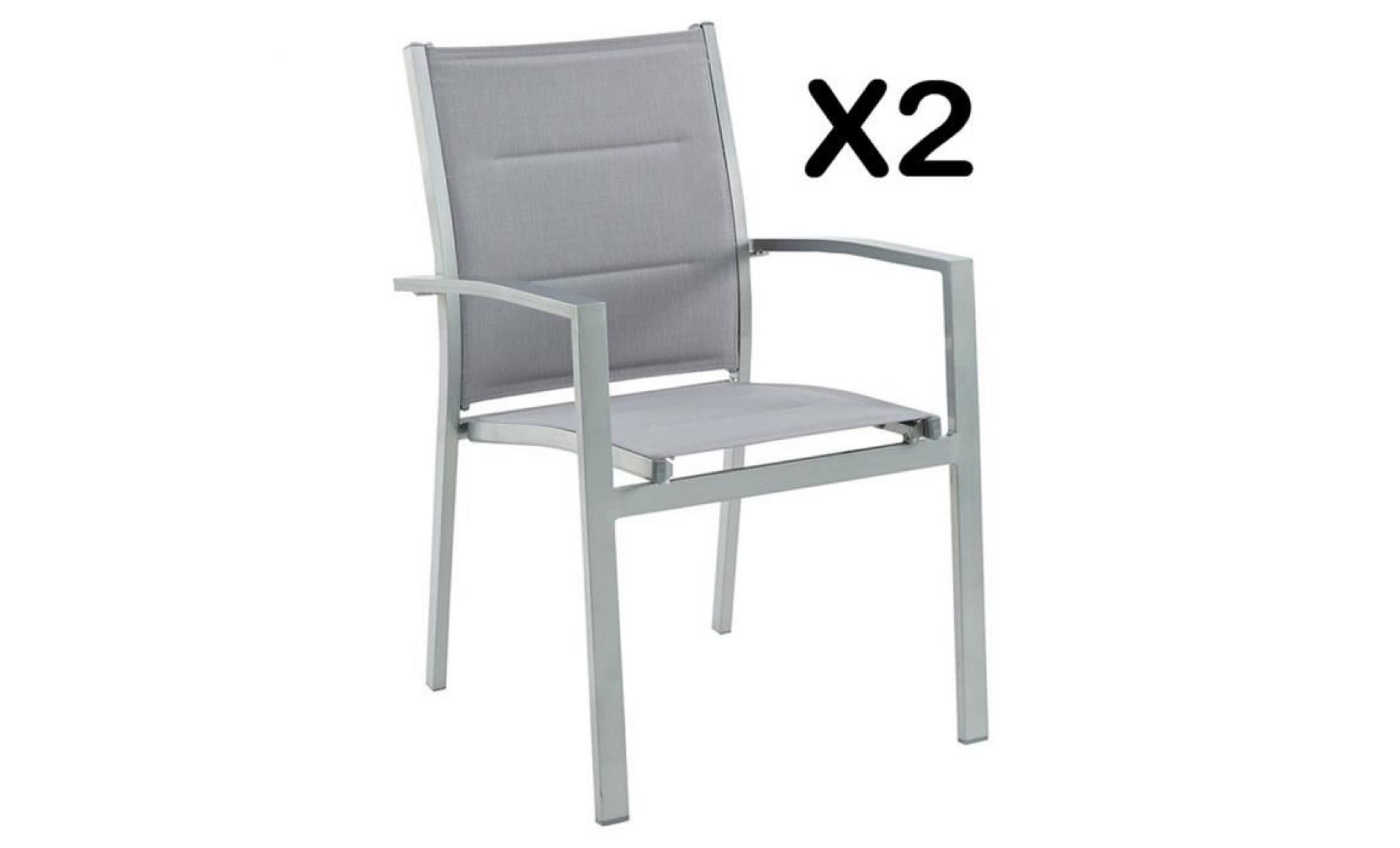 lot de 2 fauteuils empilable alisea silver, 58 x 59 x 90 cm