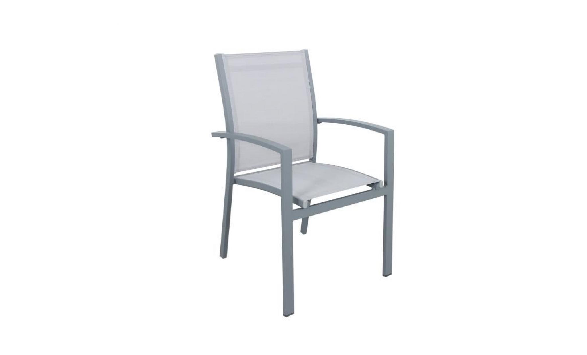 lot de 2 fauteuils empilables aluminium en textilène  gris andra