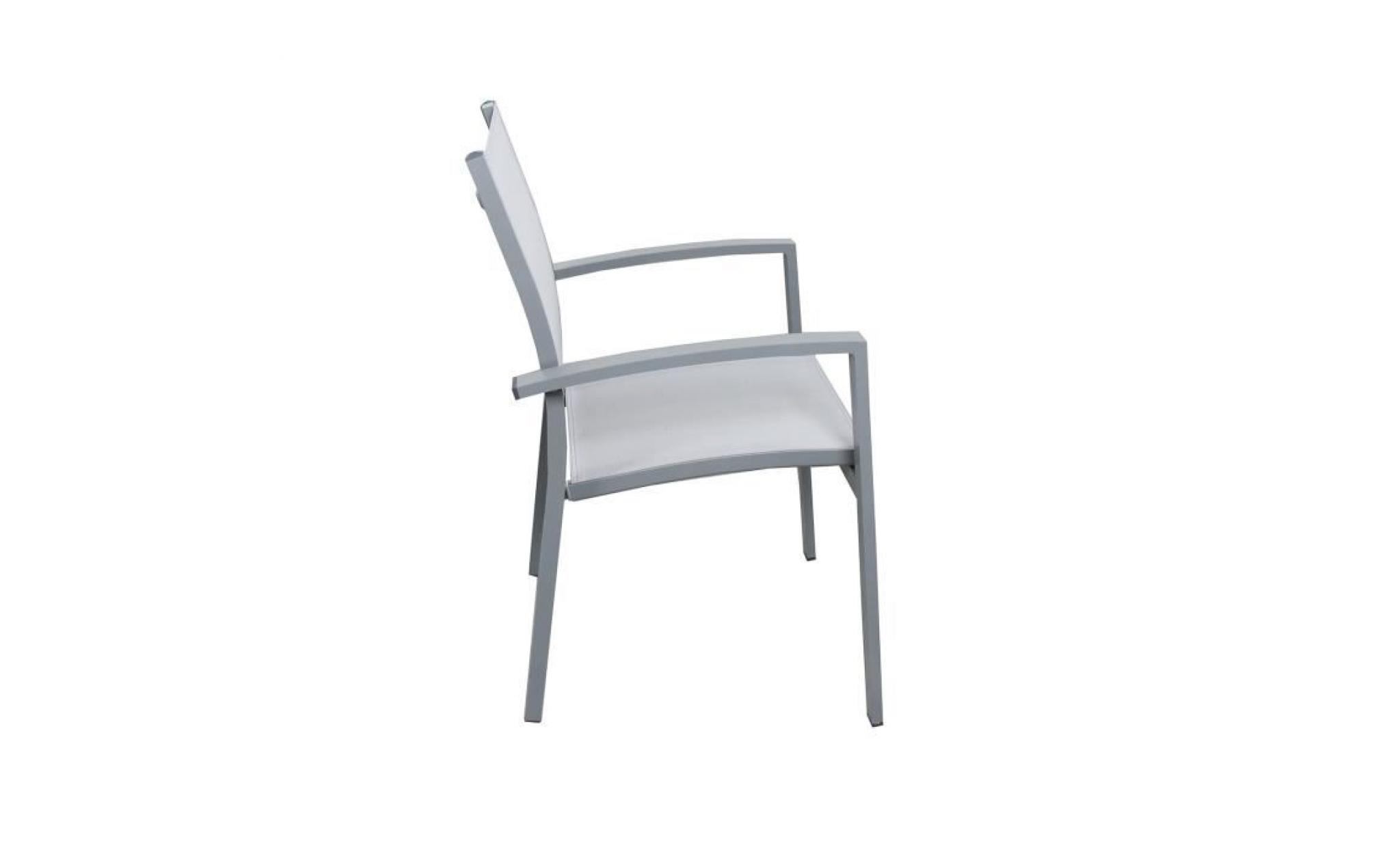 lot de 2 fauteuils empilables aluminium en textilène   gris antracite   andra pas cher