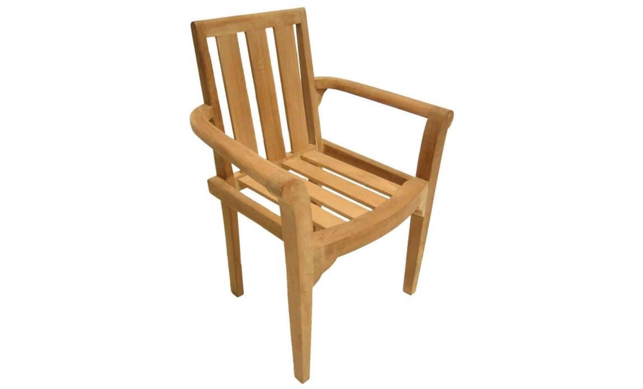 lot de 2 fauteuils empilables en bois teck jarditeck pas cher