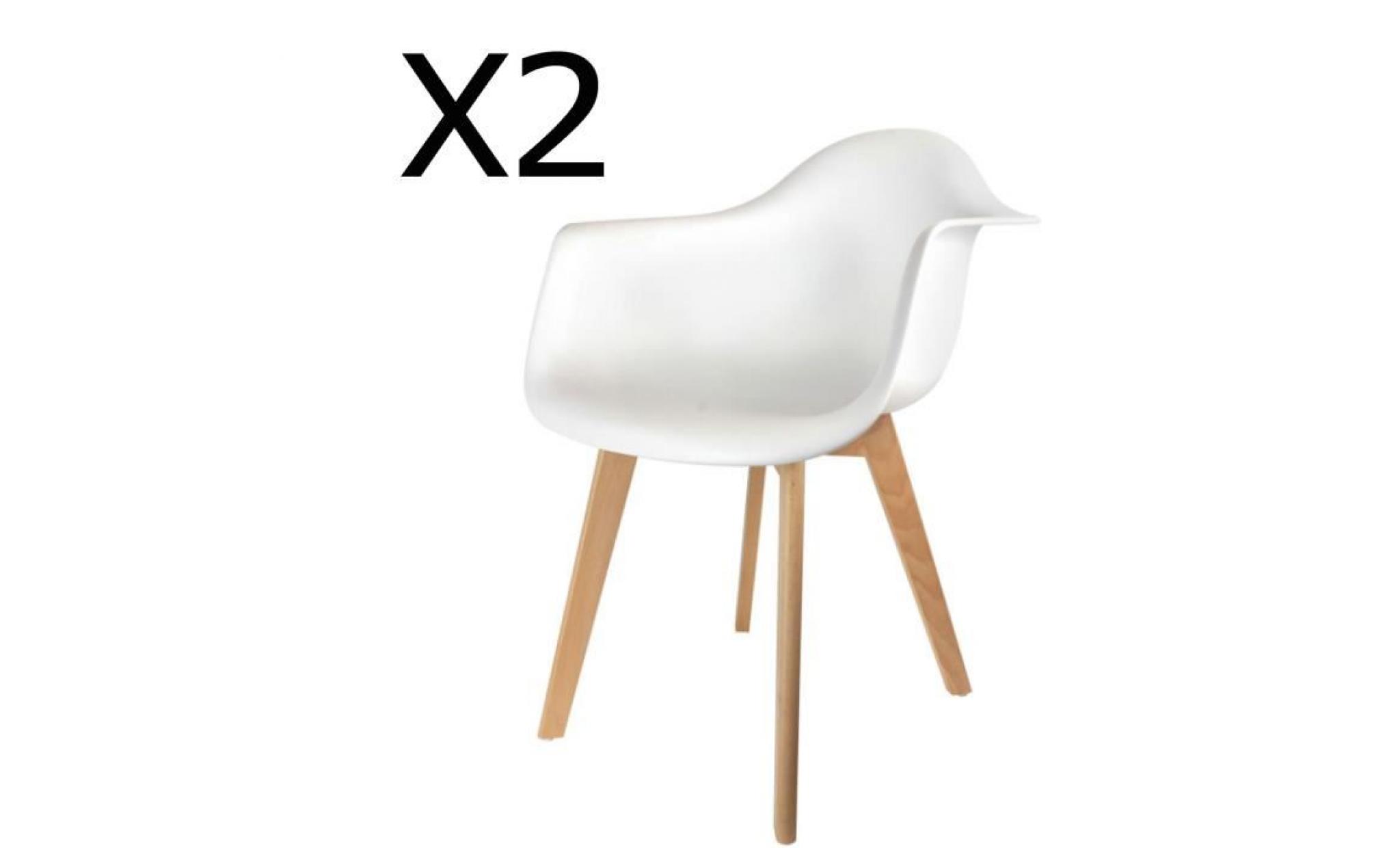 lot de 2 fauteuils en polypropylène coloris blanc   dim : h 85.3 x l 62.8 x p 59.8 cm