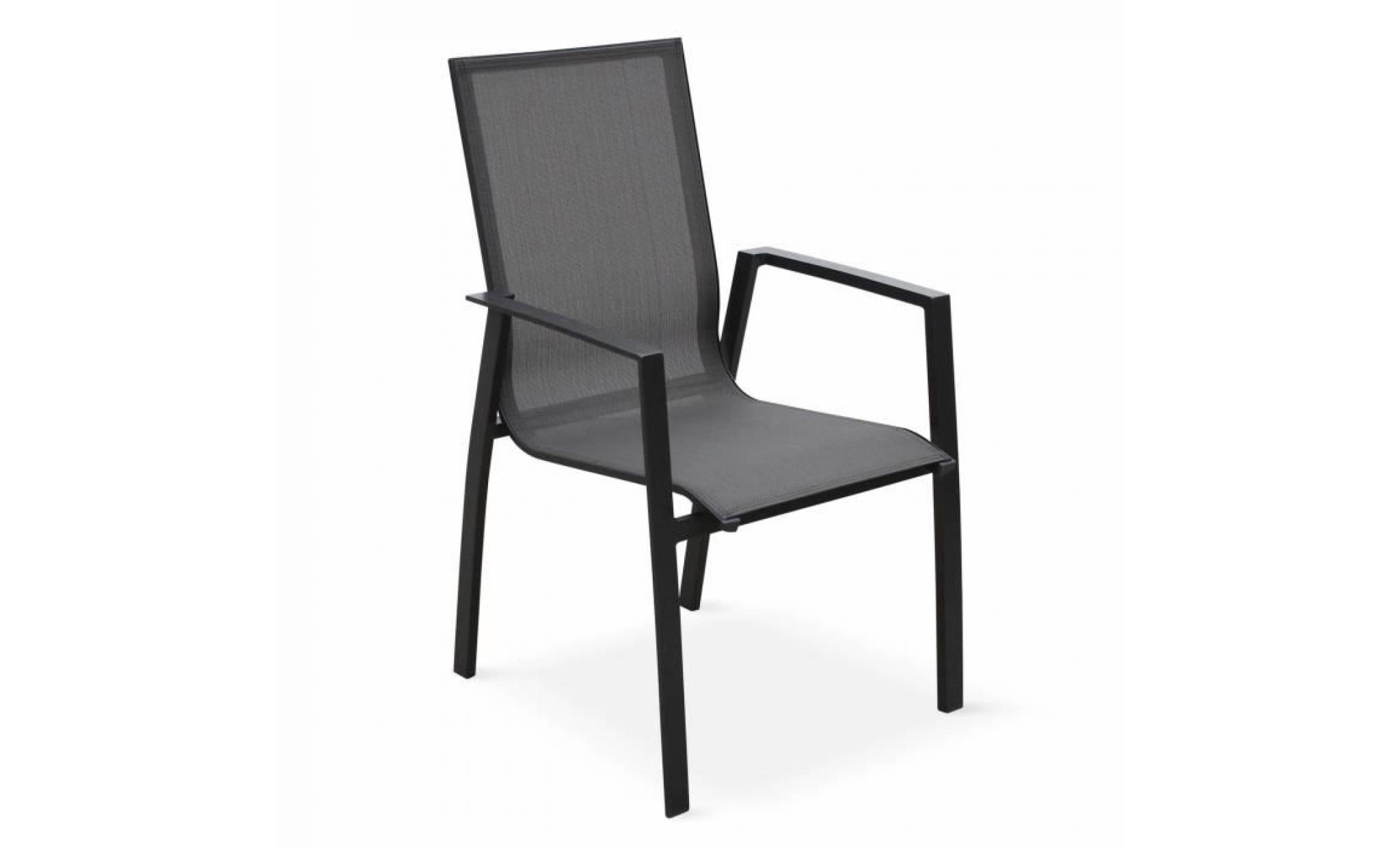 lot de 2 fauteuils   washington anthracite   en aluminium anthracite et textilène gris foncé, empilables pas cher