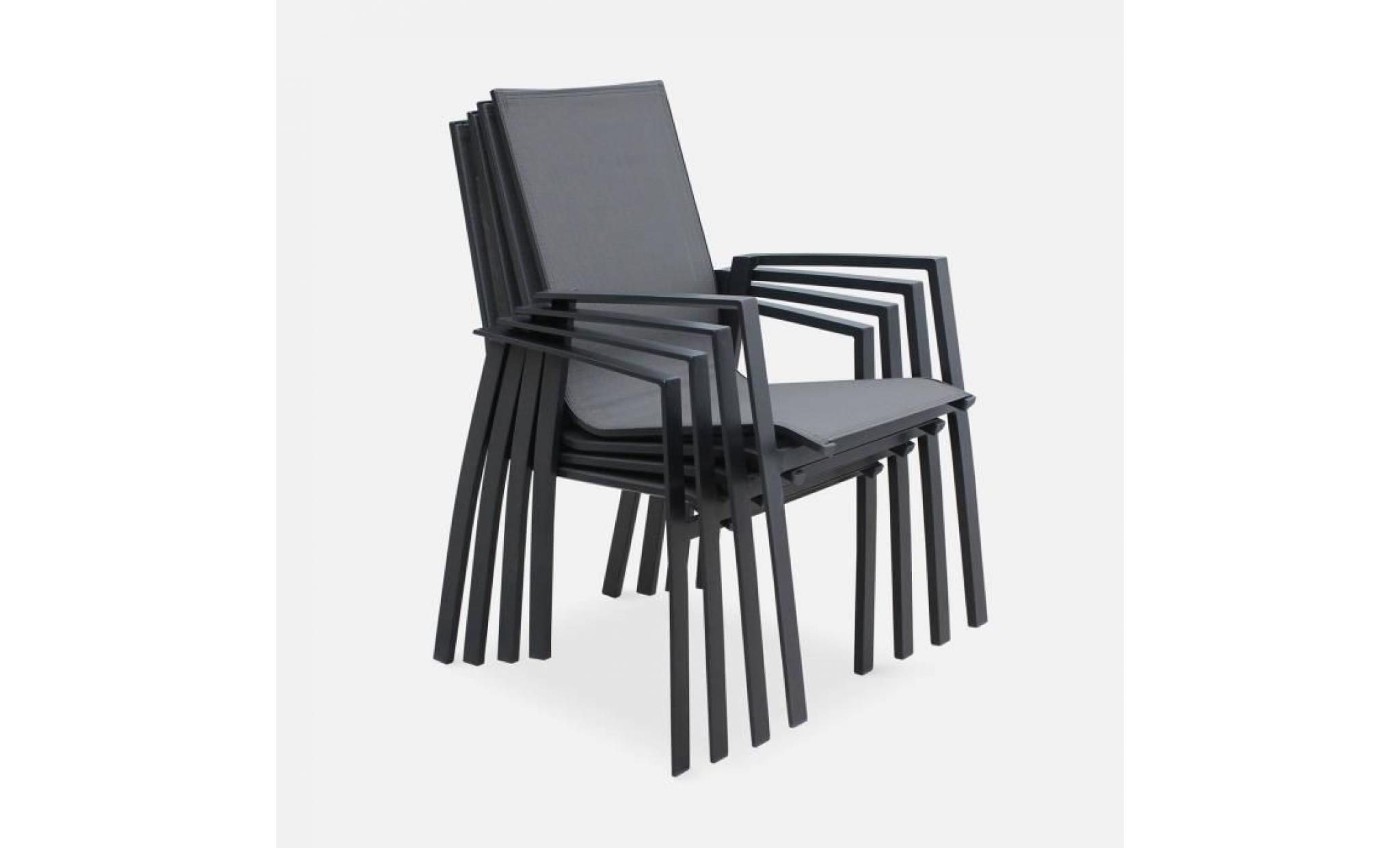 lot de 2 fauteuils   washington anthracite   en aluminium anthracite et textilène gris foncé, empilables pas cher