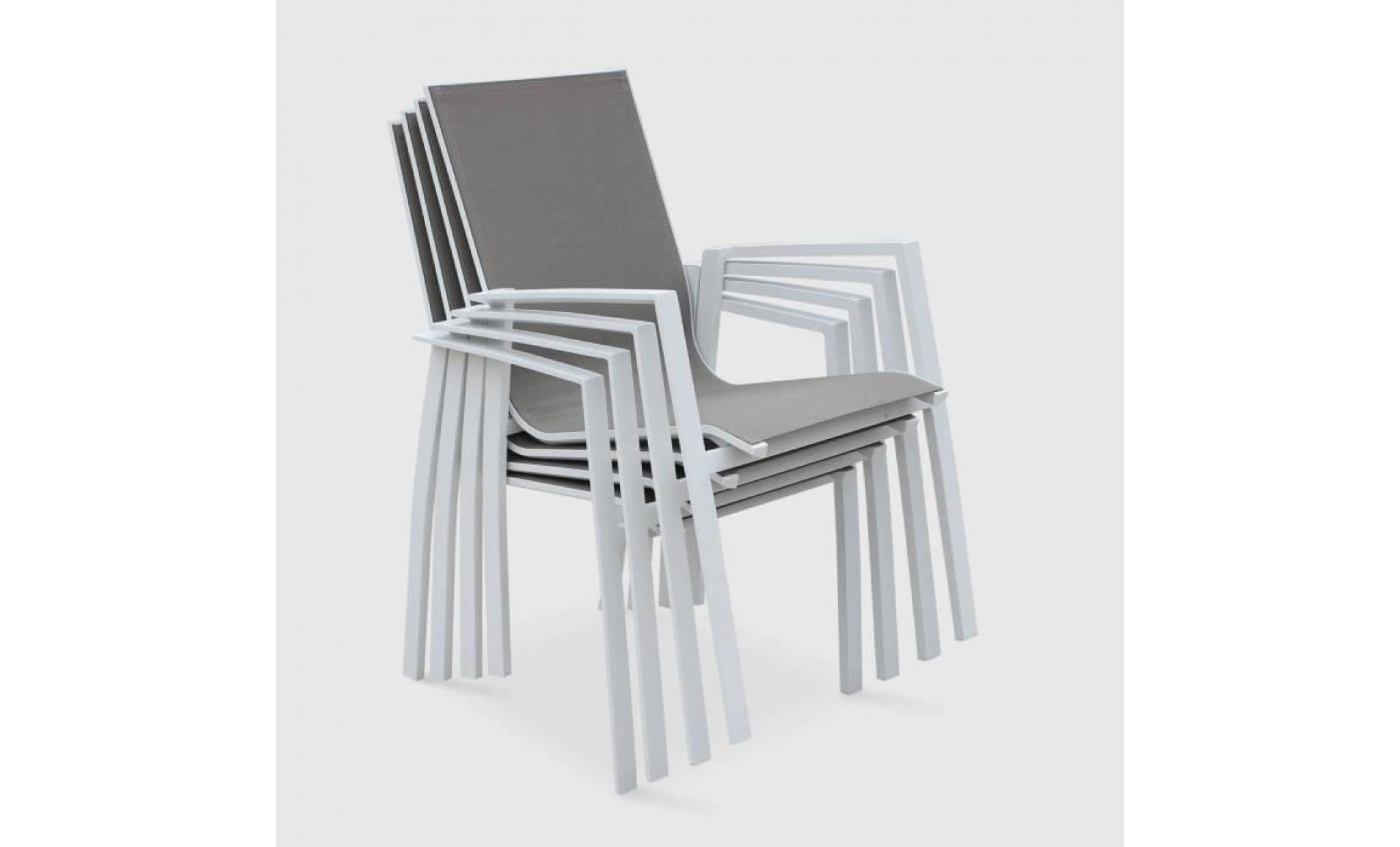 lot de 2 fauteuils   washington taupe   en aluminium blanc et textilène taupe, empilables pas cher