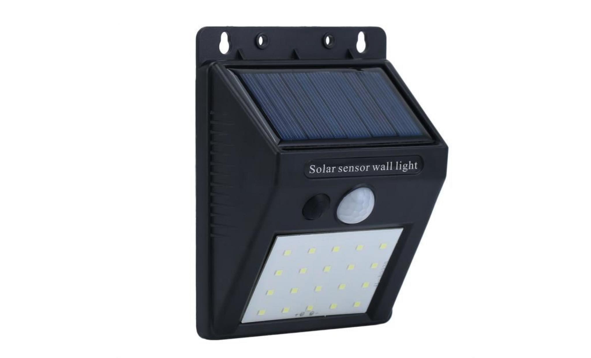 lot de 2 lampe solaire extérieure 20leds applique lumière imperméable avec détecteur de mouvement lampe de sécurité pas cher