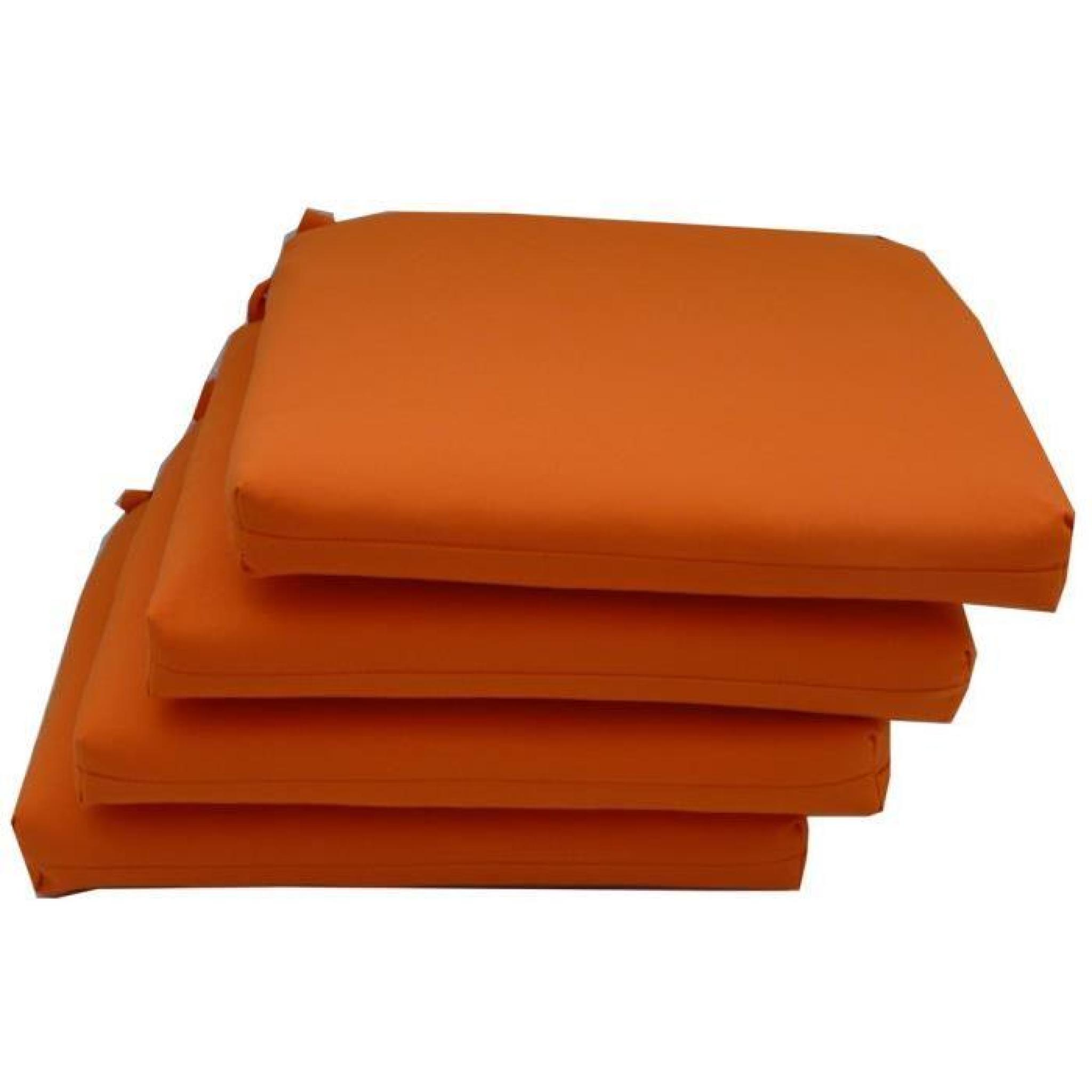 Lot de 4 assises déhoussables coloris orange - Dim : 47 x 47 x 5cm pas cher