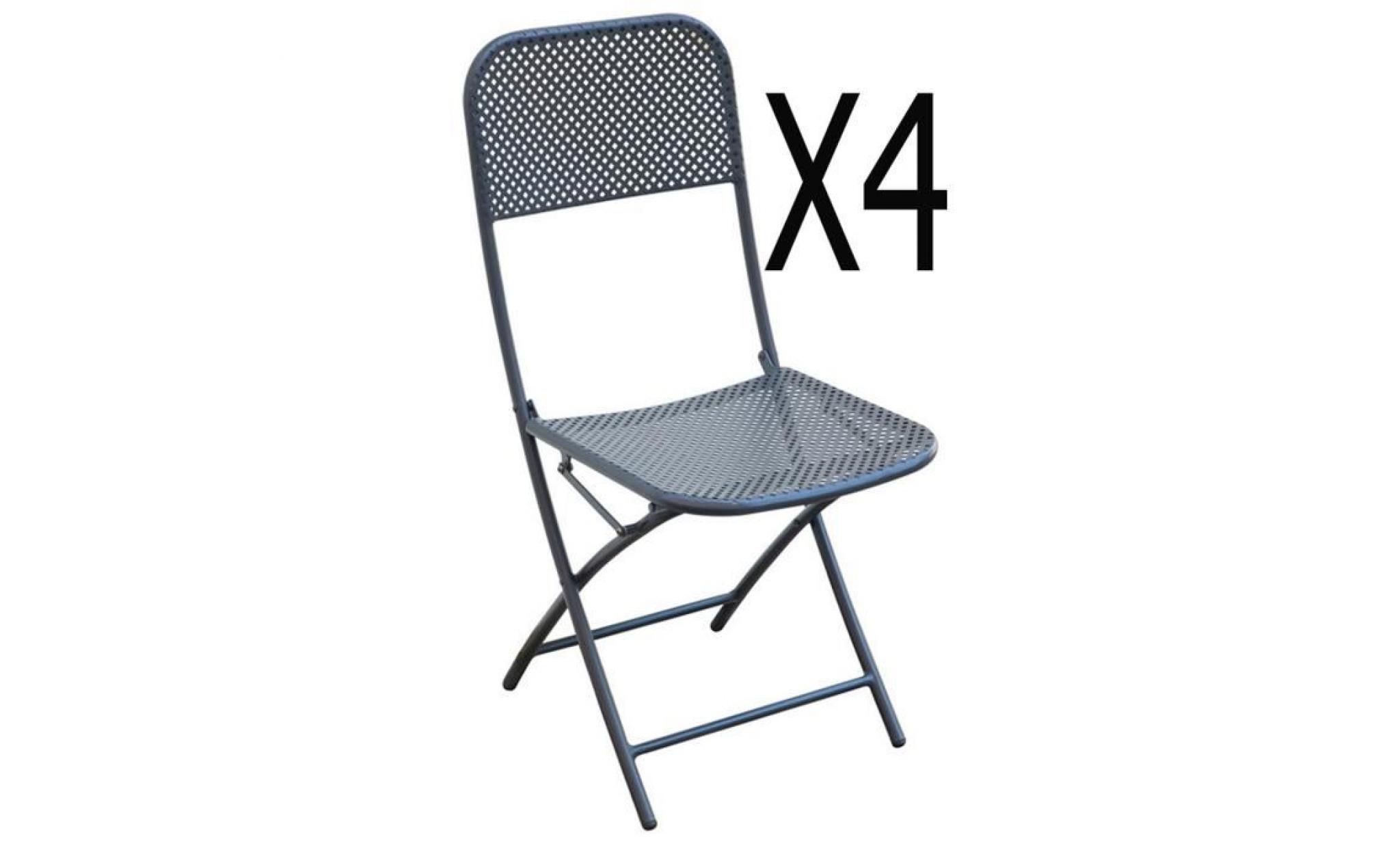 lot de 4 chaises de jardin coloris gris anthracite   dim : 40 x 57 x 89 cm   a usage professionnel.