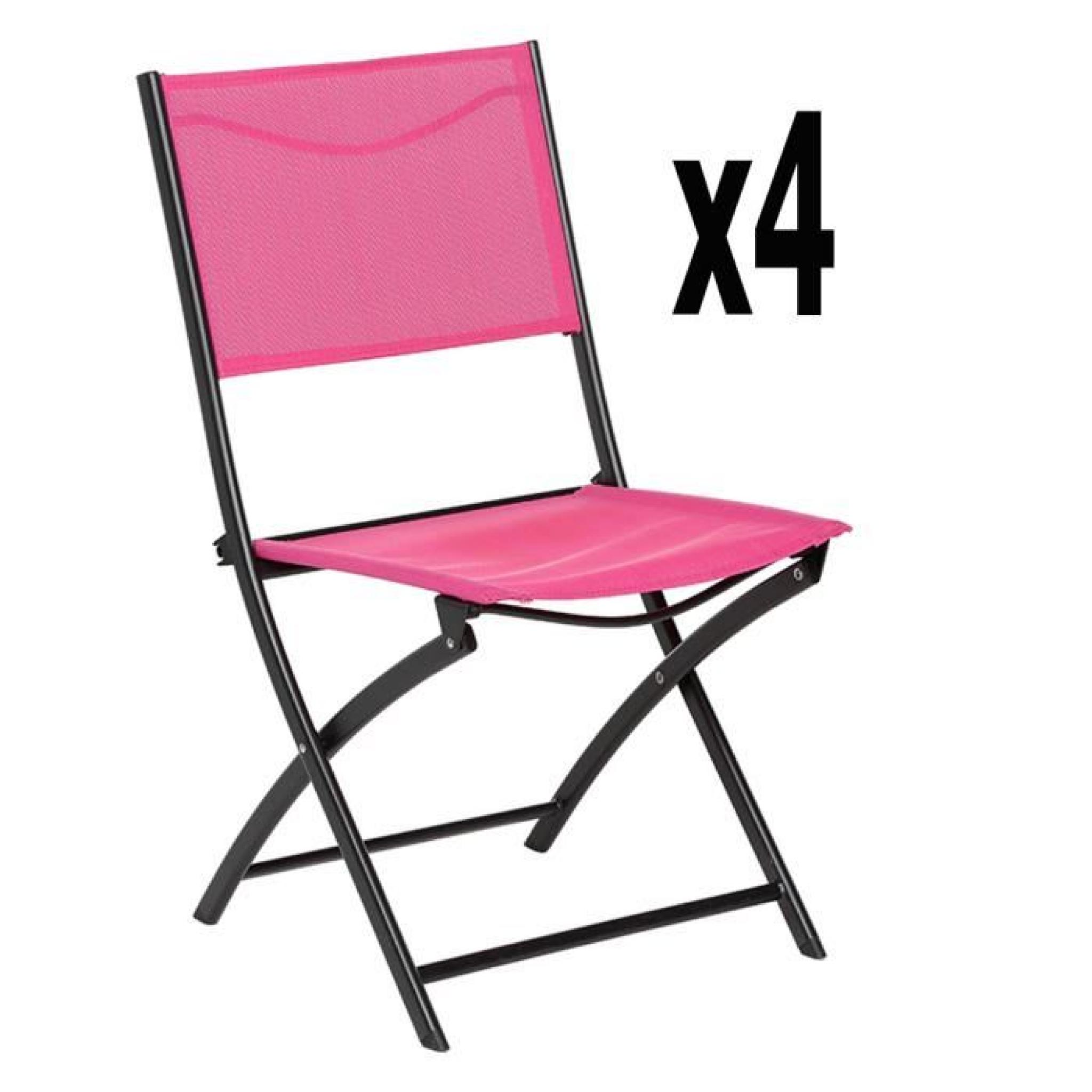 Lot de 4 chaises pliantes BELVEDERE framboise-noir - Dim : L 45.5 x P 53 x H 84.5 cm