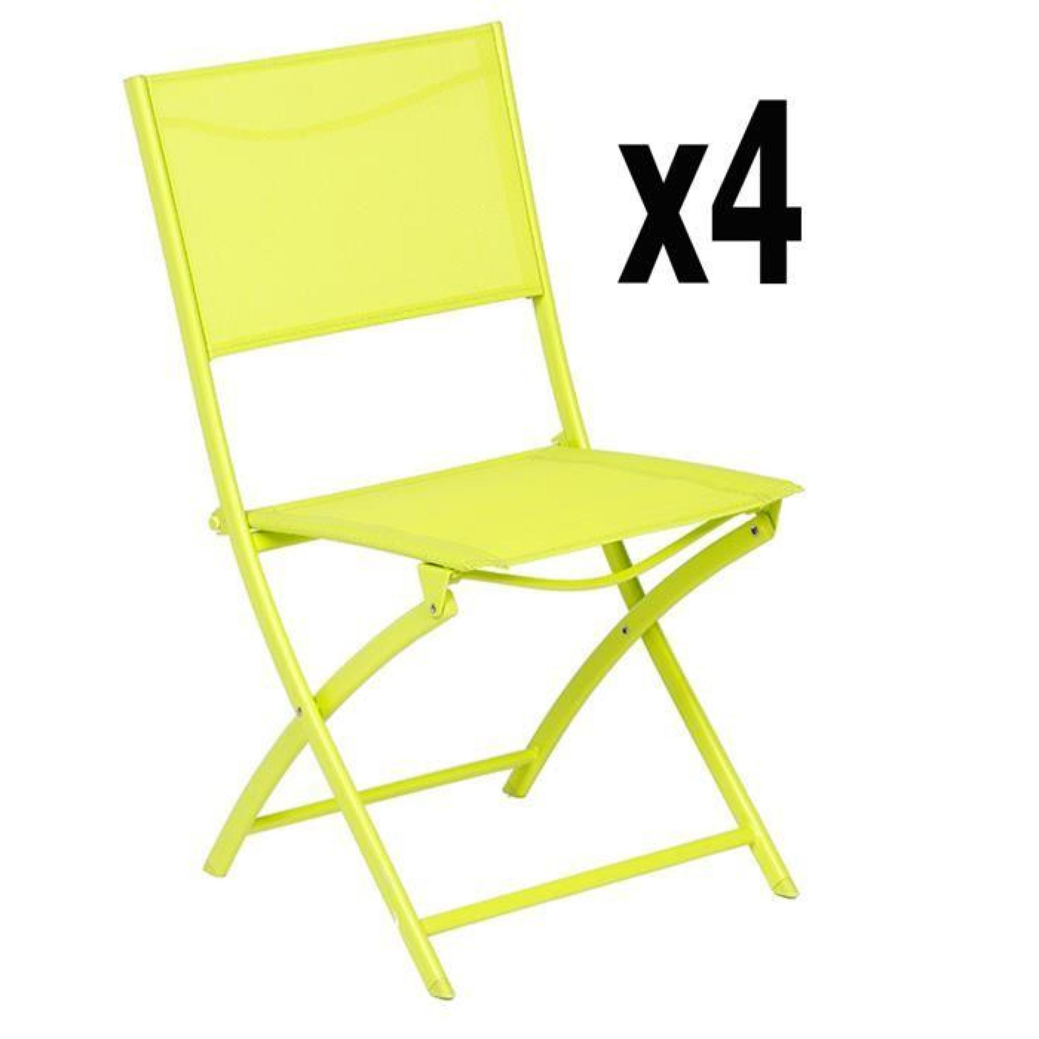 Lot de 4 chaises pliantes BELVEDERE vert-vert- Dim : L 45.5 x P 53 x H 84.5 cm