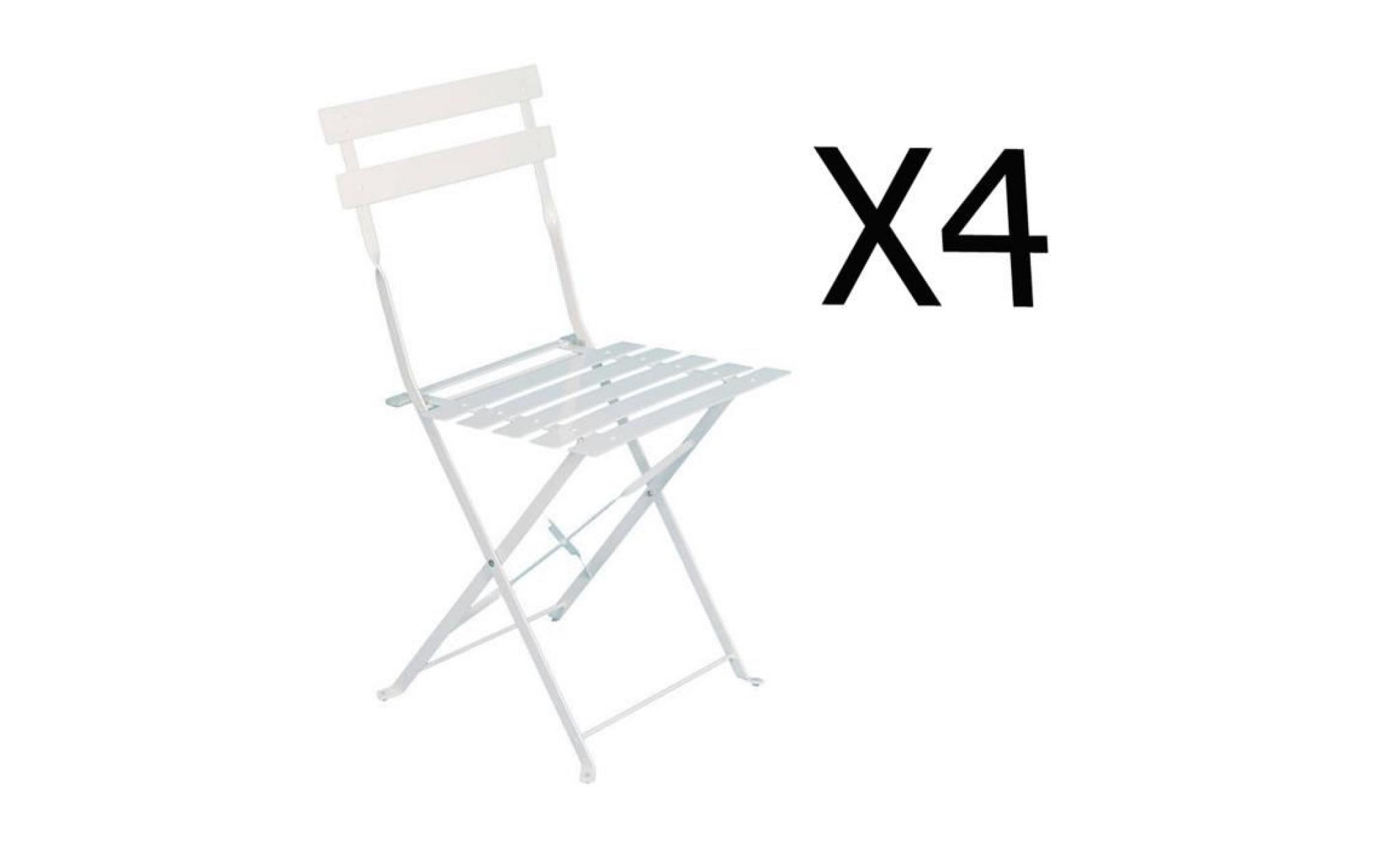 lot de 4 chaises pliantes en acier coloris blanc   dim: 42 x 47 x 81 cm