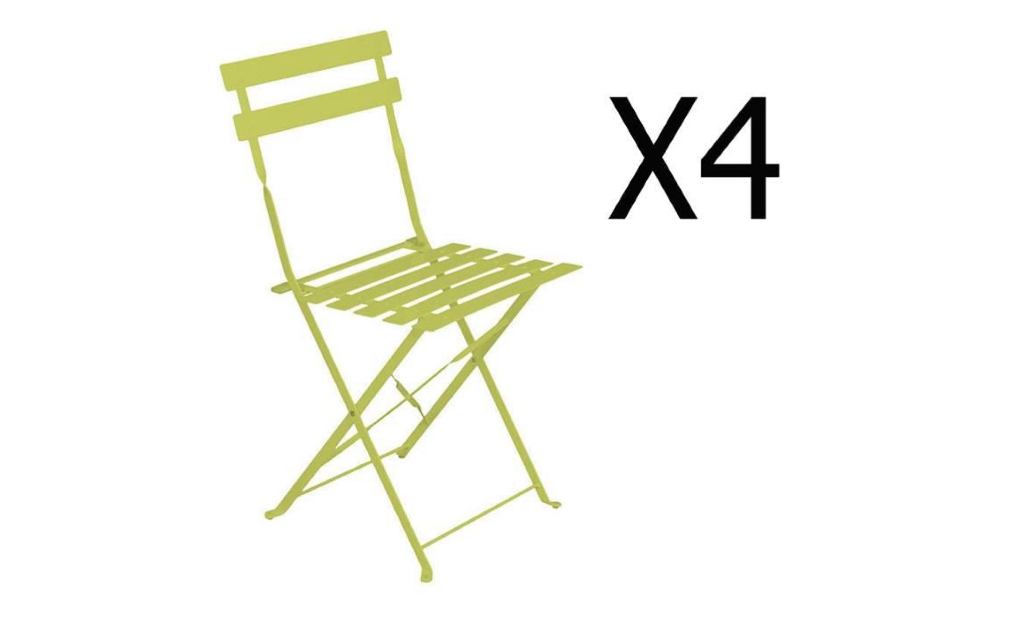 lot de 4 chaises pliantes en acier coloris granny   dim: 42 x 47 x 81 cm